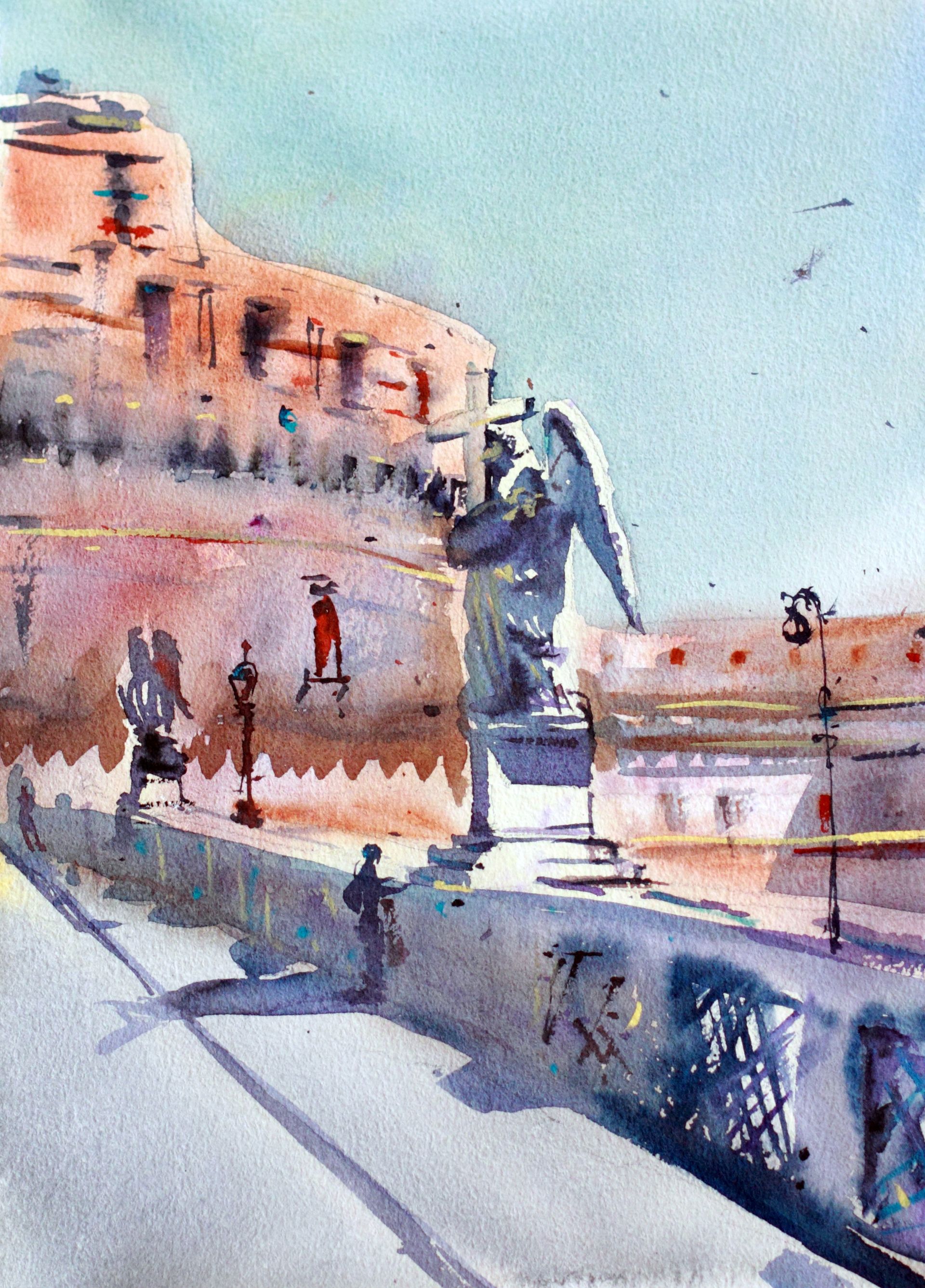 Дарья Парий (Авторская графика - 
                  26 x 37 см) Мост святого Ангела в Риме