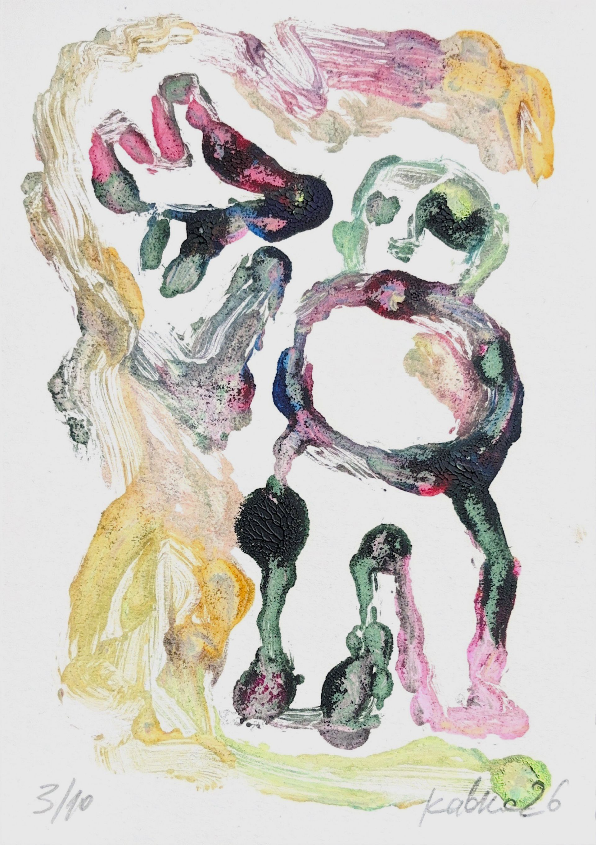 Дмитрий Кавка (Графика печатная - 
                  14.5 x 20 см) Человек и самолёт (№3/10)