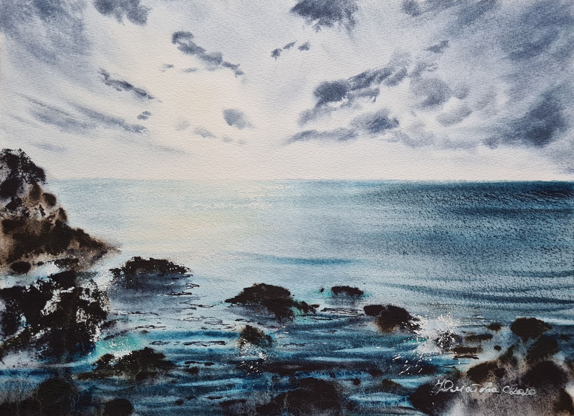 Светлана Юматова (Авторская графика - 
                  37 x 27 см) Каменный берег