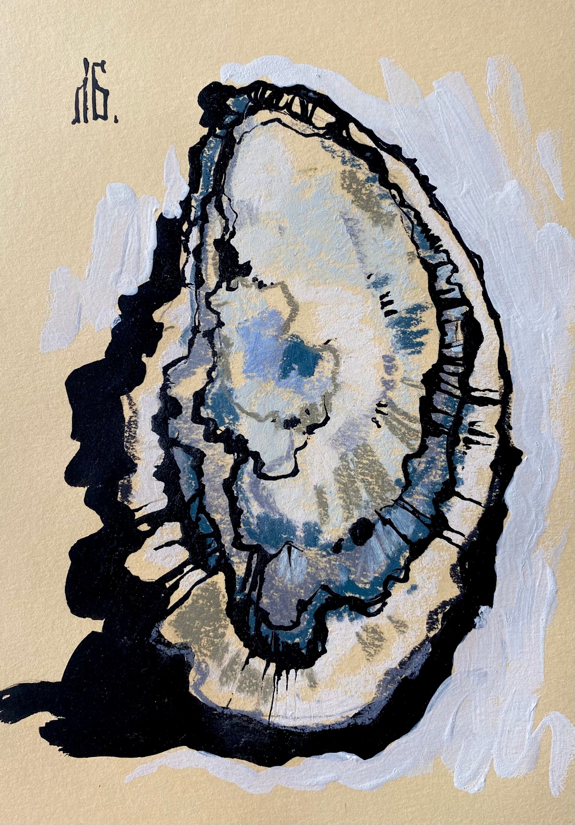 Лиза Бородинова (Авторская графика - 
                  28 x 37 см) Устрица сливочная