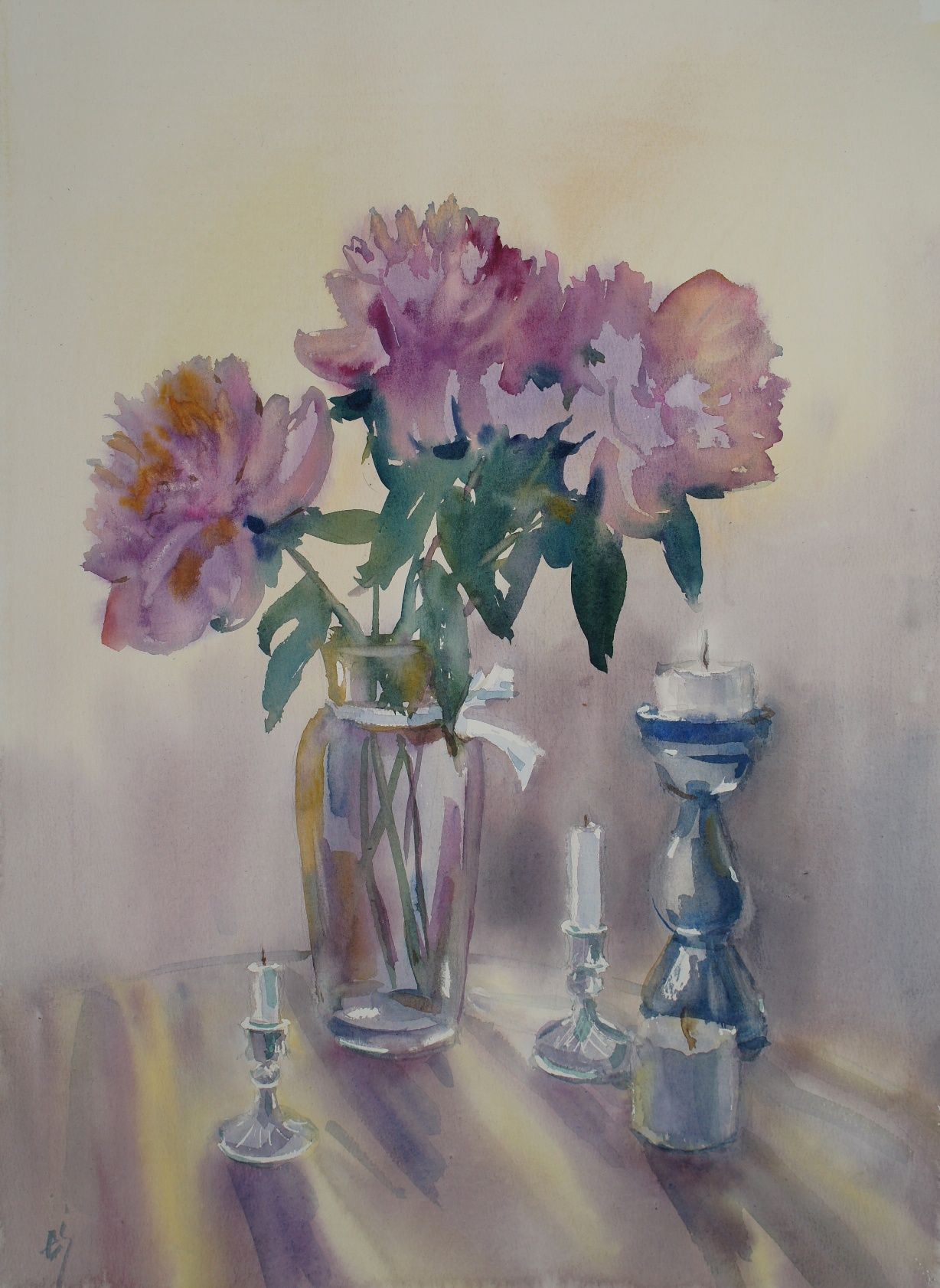 Елена Санина (Авторская графика - 
                  38 x 56 см) Пионовое утро