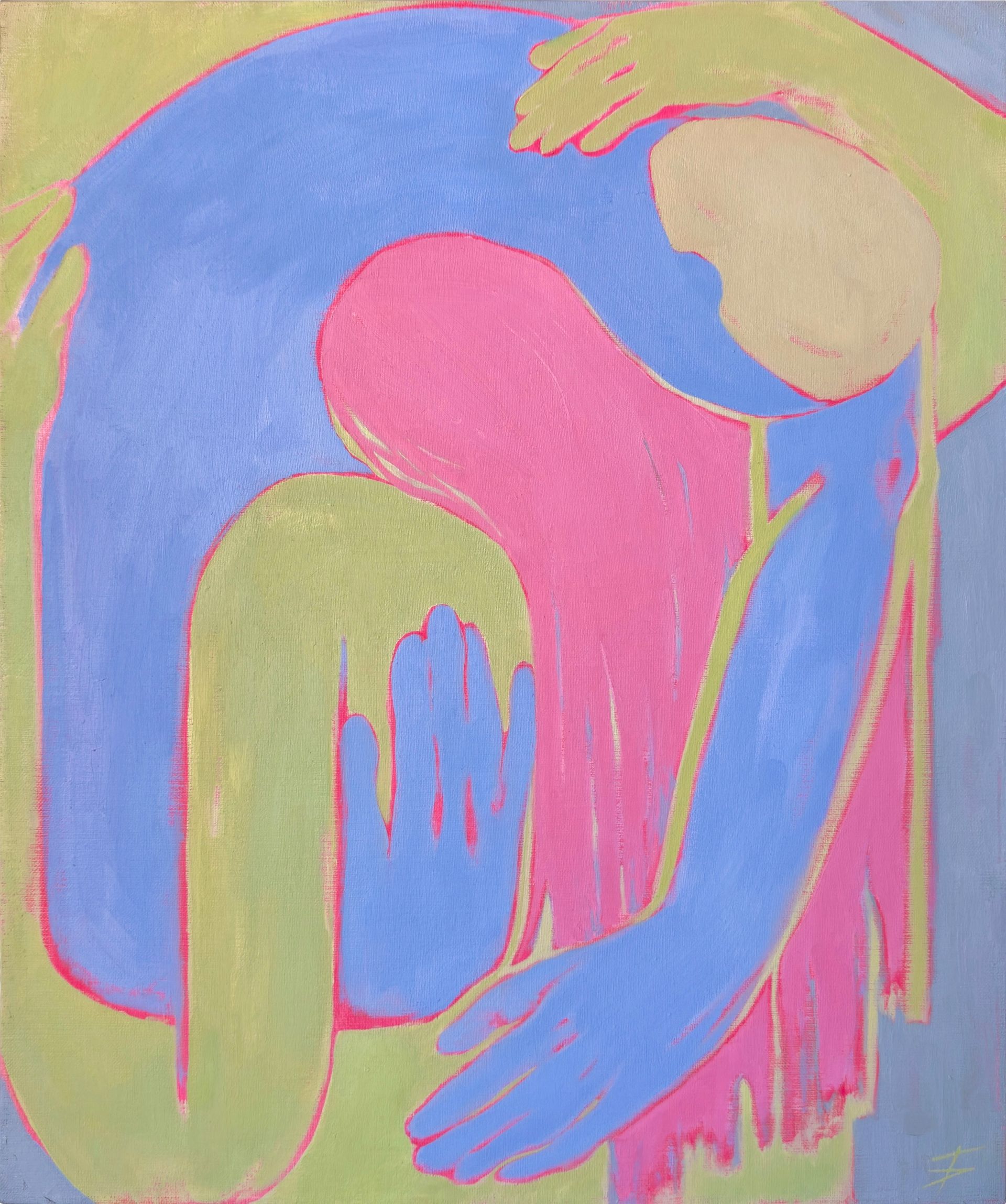 Екатерина Богданкова (Картина, живопись - 
                  50 x 60 см) Вдвоём. Синий и розовый