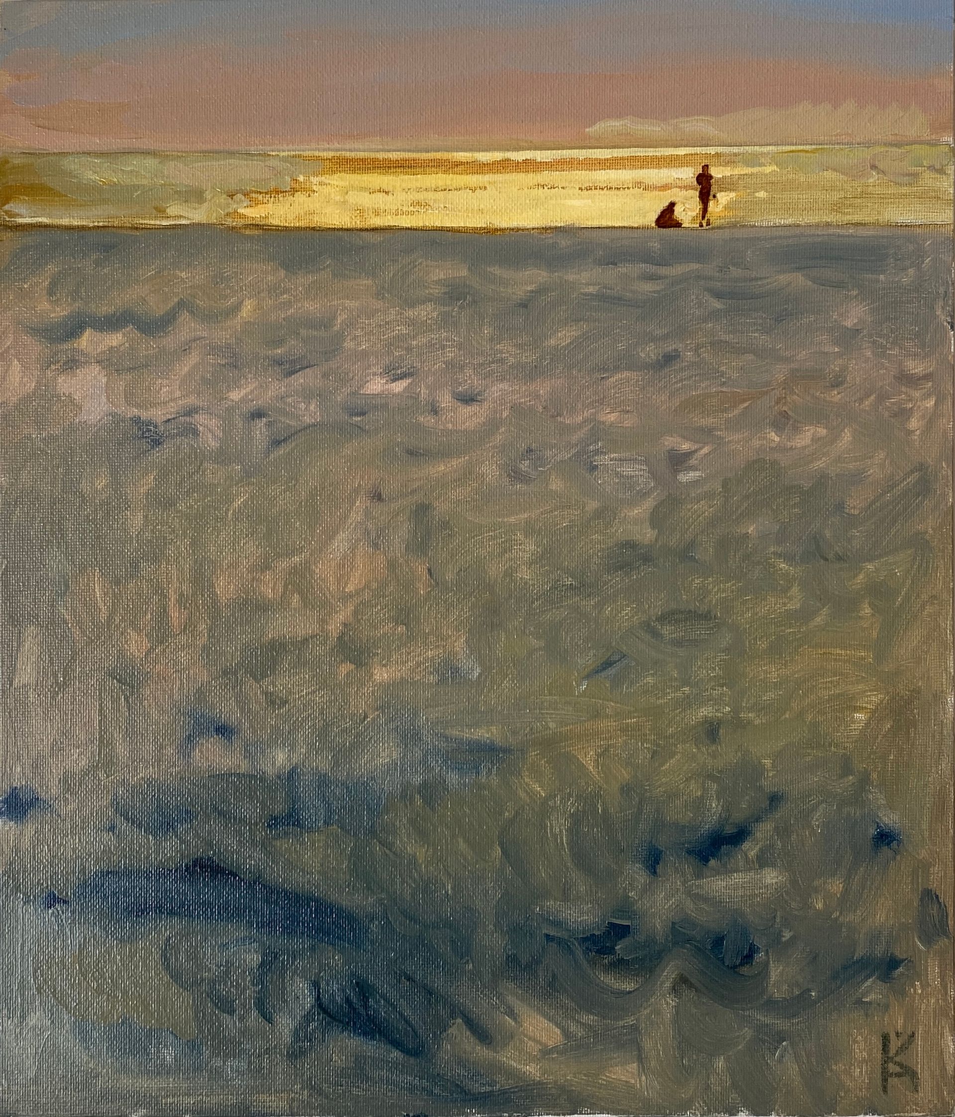 Алексей Кротов (Авторская графика - 
                  30 x 35 см) Закат на берегу Янтарного пляжа
