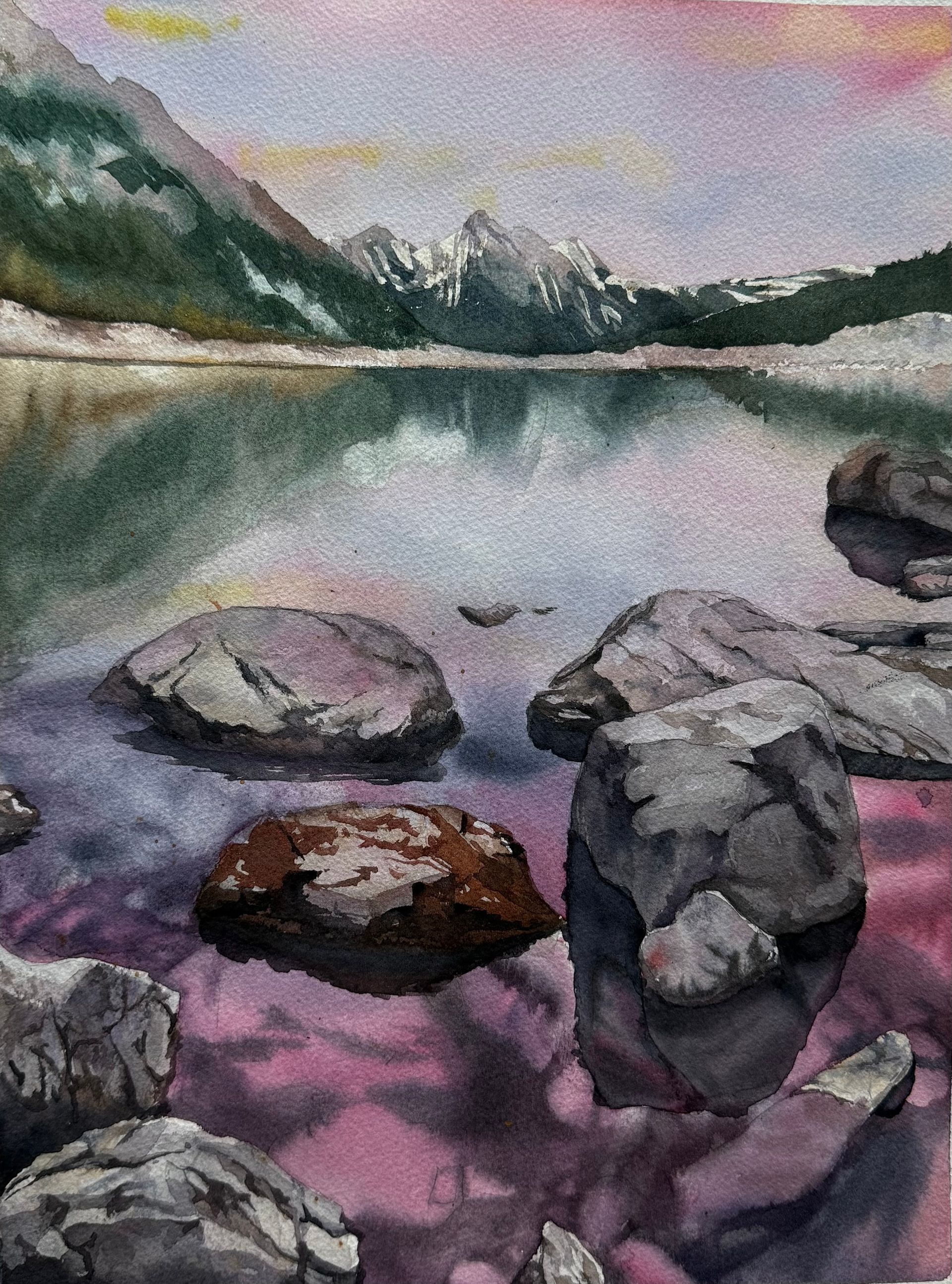 Полина Мотовилова (Авторская графика - 
                  28 x 38 см) Камни в воде