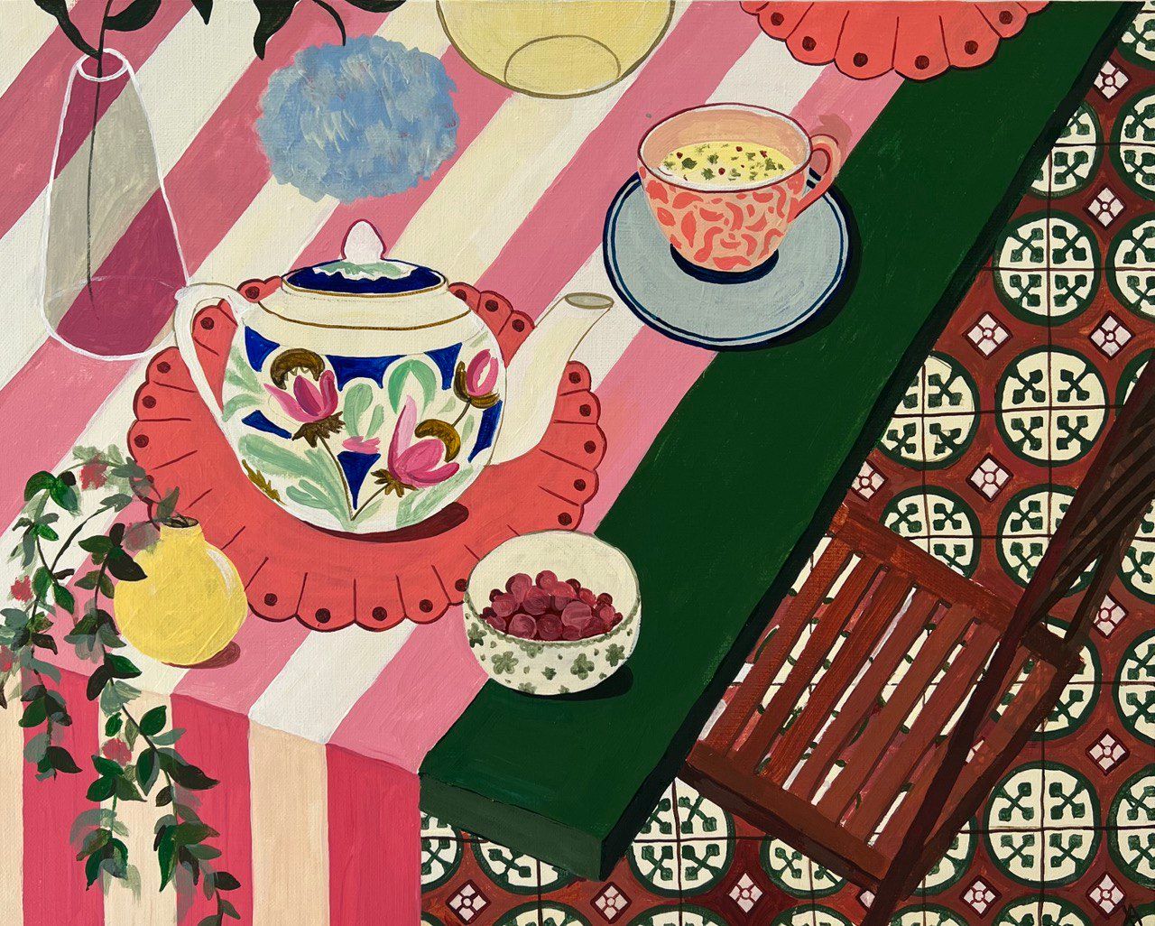 Анна Холоша (Картина, живопись - 
                  50 x 40 см) Чай с малиной