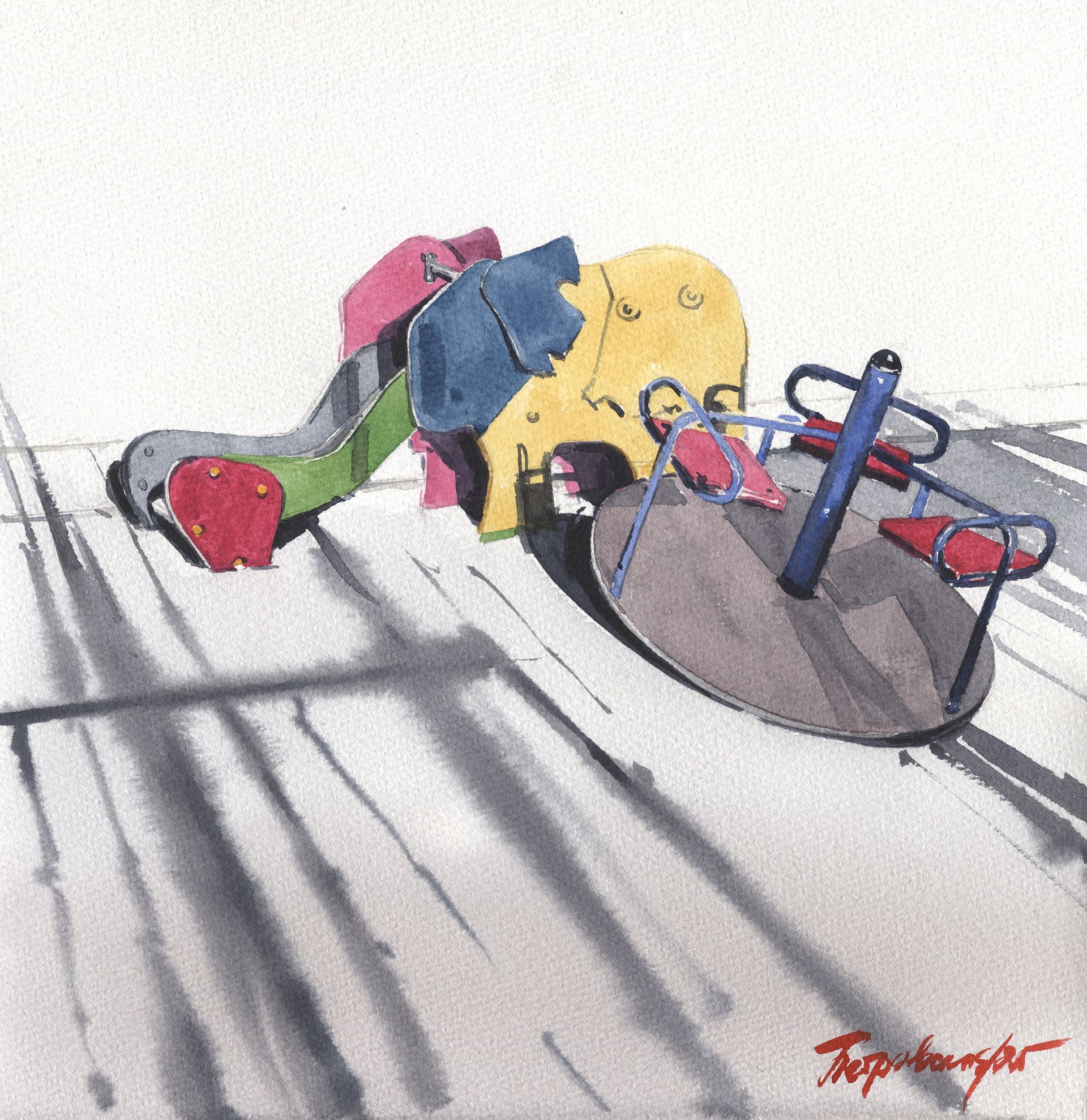 Ирина Петровская (Авторская графика - 
                  30 x 30 см) Тени во дворе