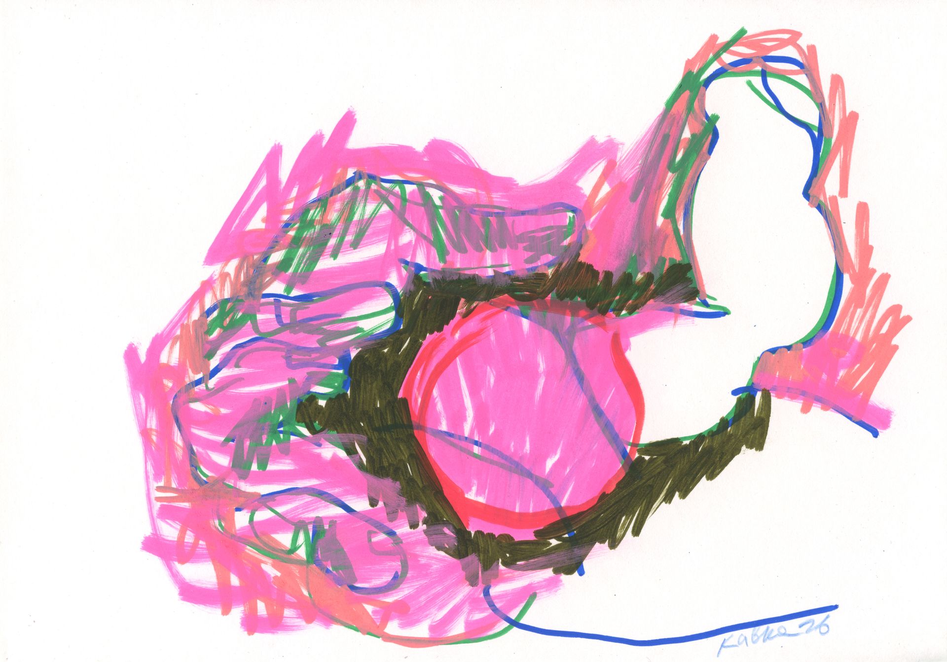 Дмитрий Кавка (Авторская графика - 
                  29.7 x 21 см) Рука и яблоко