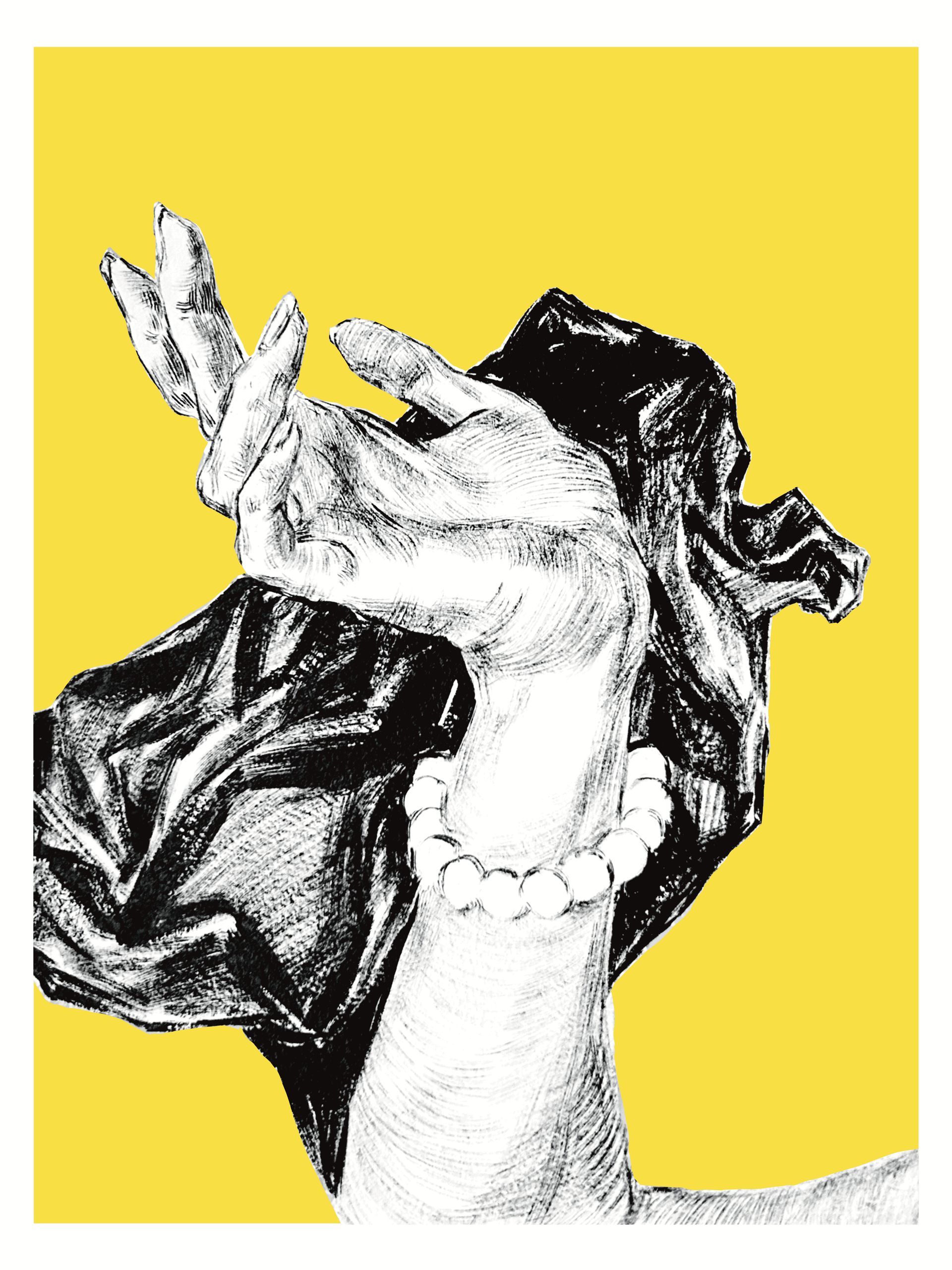 Анастасия Савенко (Графика цифровая (принты) - 
                  30 x 40 см) Yellow hand