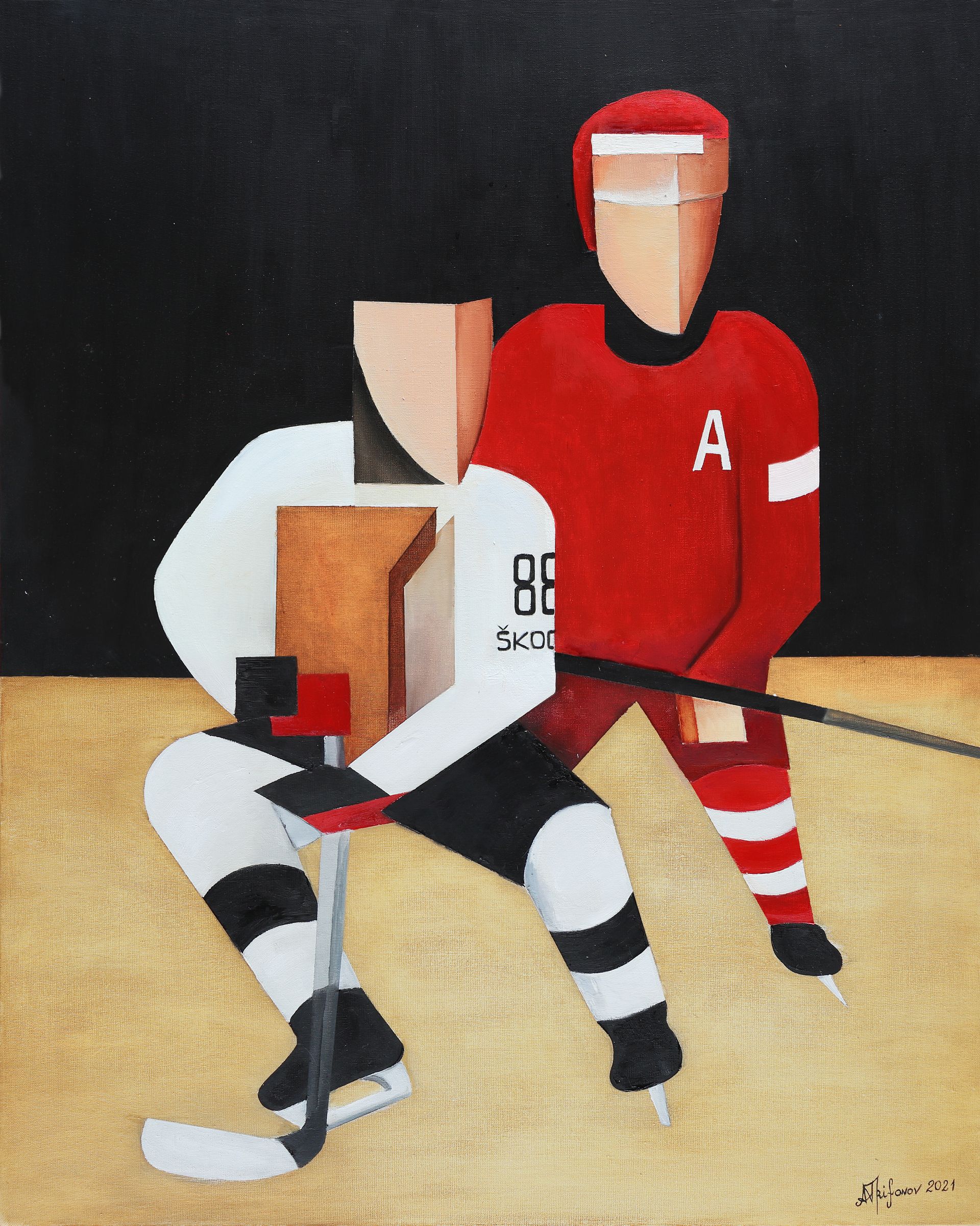 Александр Трифонов (Картина, живопись - 
                  75 x 90 см) Хоккеисты