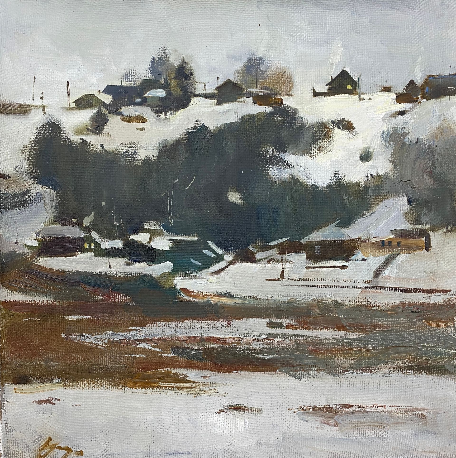 Надежда Воронцова (Картина, живопись - 
                  50 x 50 см) Морозный день