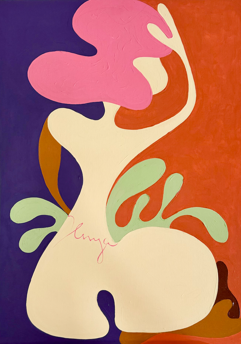 Jenya Jary (Картина, живопись - 
                  50 x 70 см) Женский портрет. Вид сзади
