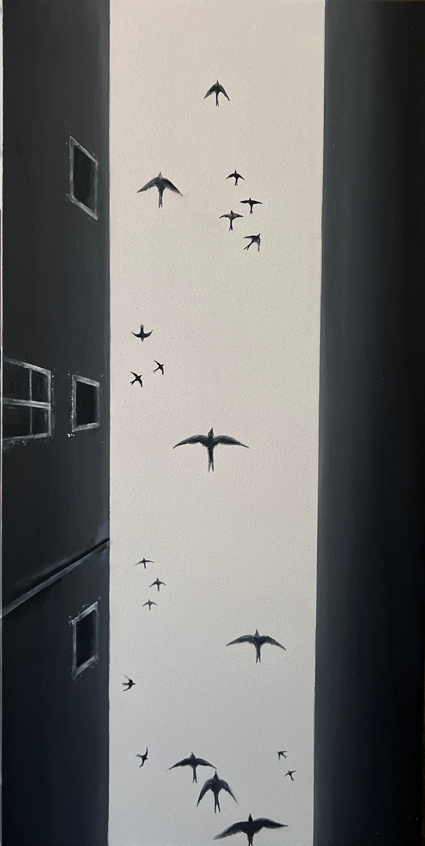 Ольга Шанина (Картина, живопись - 
                  50 x 100 см) No.5 Free fly. Серия работ "T I M E F L I E S"