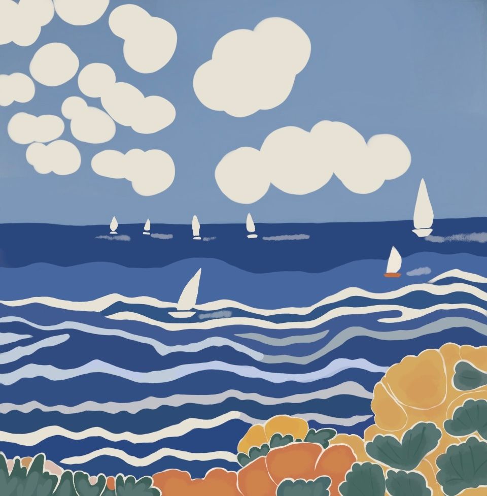 Нина Цориева (Картина, живопись - 
                  70 x 70 см) Морской пейзаж
