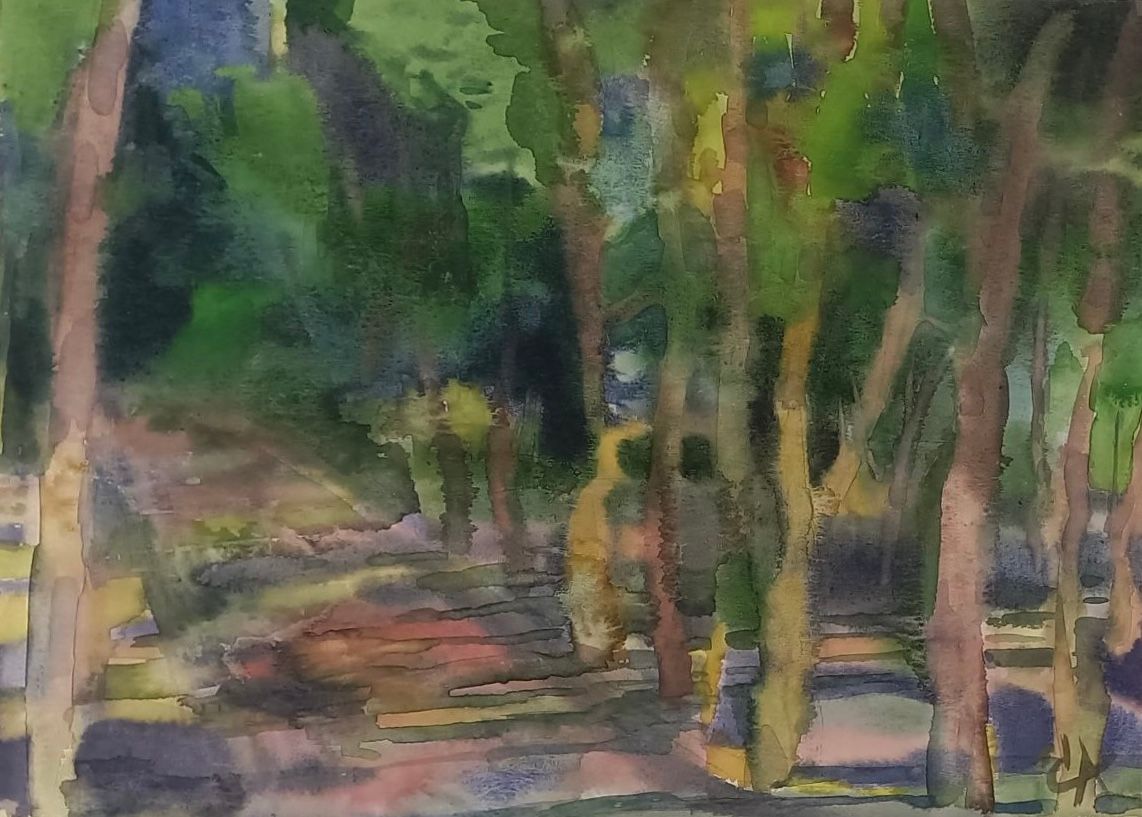Светлана Атаханова (Авторская графика - 
                  41 x 30 см) Розовое настроение