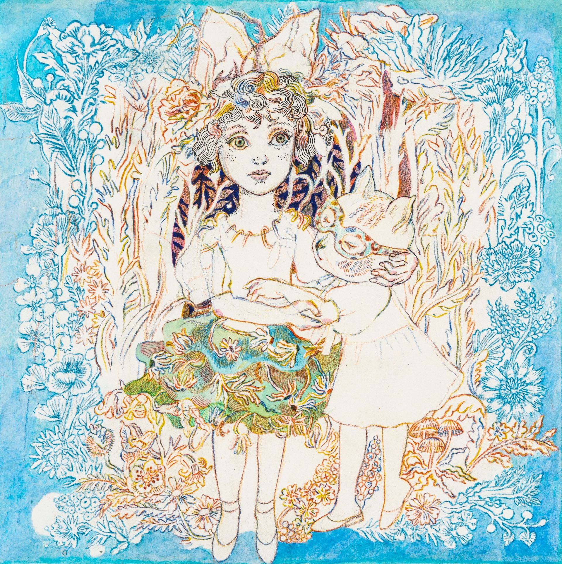 Александра Бадашкеева (Графика цифровая (принты) - 
                  40 x 40 см) Без названия (из серии “Кудряшки и Котики”)