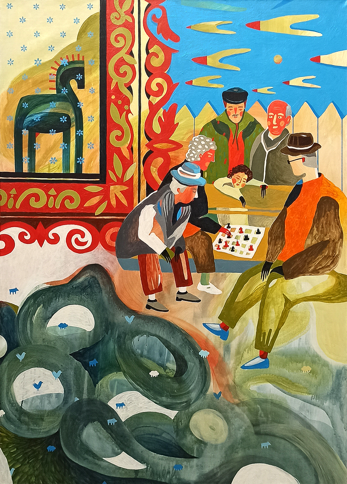 Лена Романовская (Картина, живопись - 
                  86 x 120 см) Ребята с нашего двора