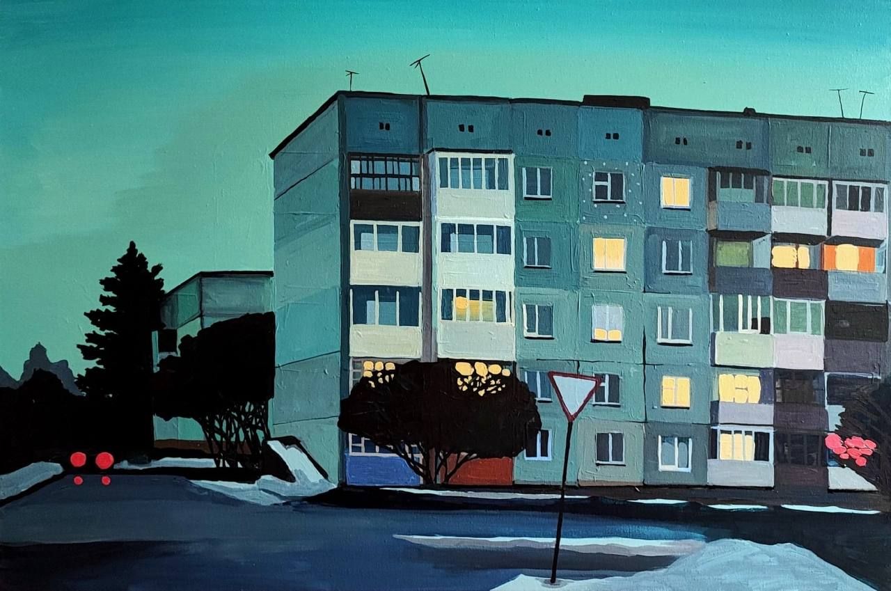 Антон Куприянов (Картина, живопись - 
                  80 x 60 см) Весенний пейзаж с пятиэтажкой