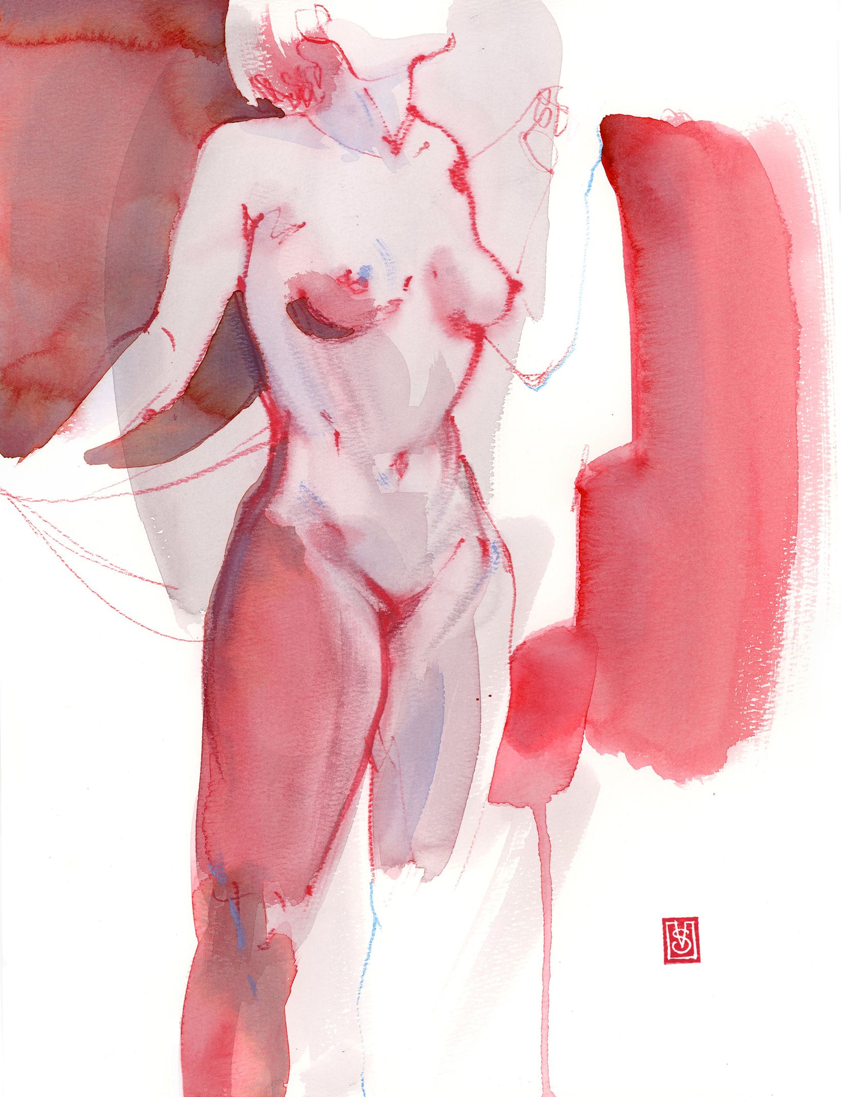 Виктория Севастьянова (Авторская графика - 
                  28 x 38 см) Nude life drawing 0153