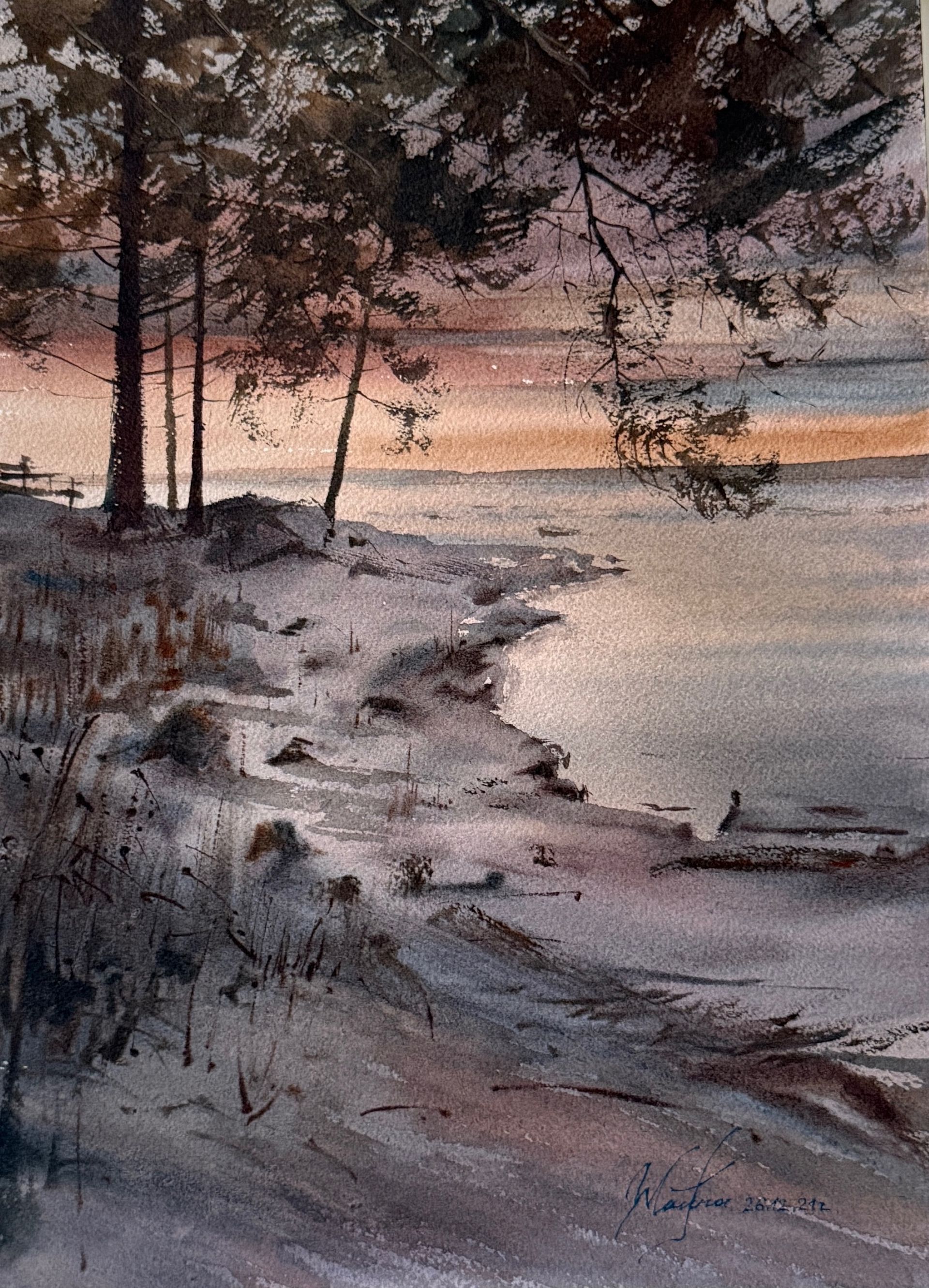 Жанна Губина (Авторская графика - 
                  26 x 36 см) Вечер на берегу