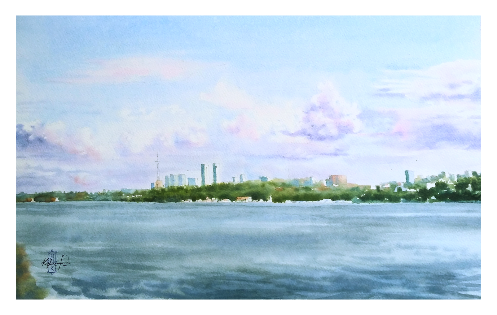 Александр Кормилицын (Авторская графика - 
                  42 x 26 см) Камский берег