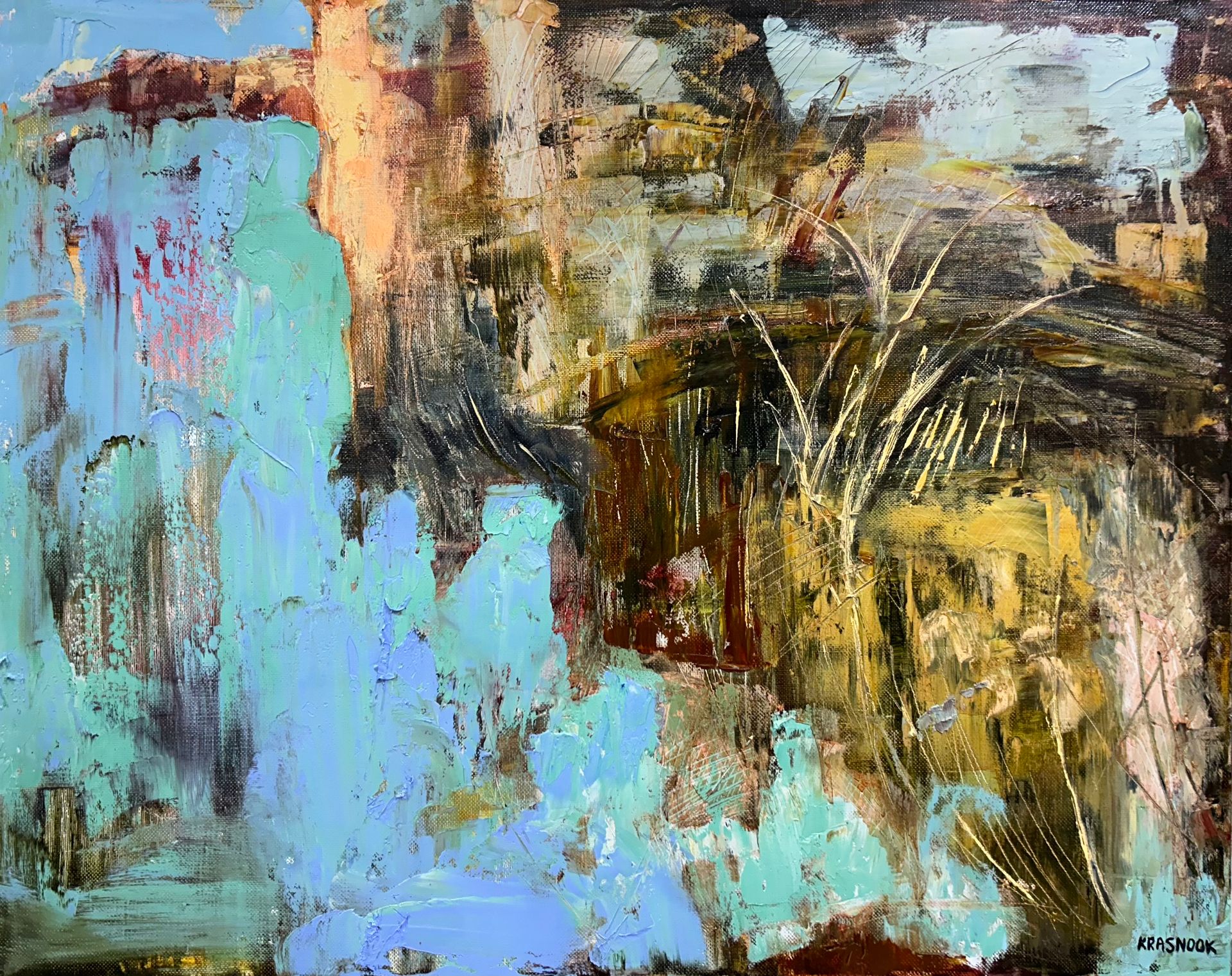 Наталия Красноок (Картина, живопись - 
                  90 x 70 см) Вода, земля, трава