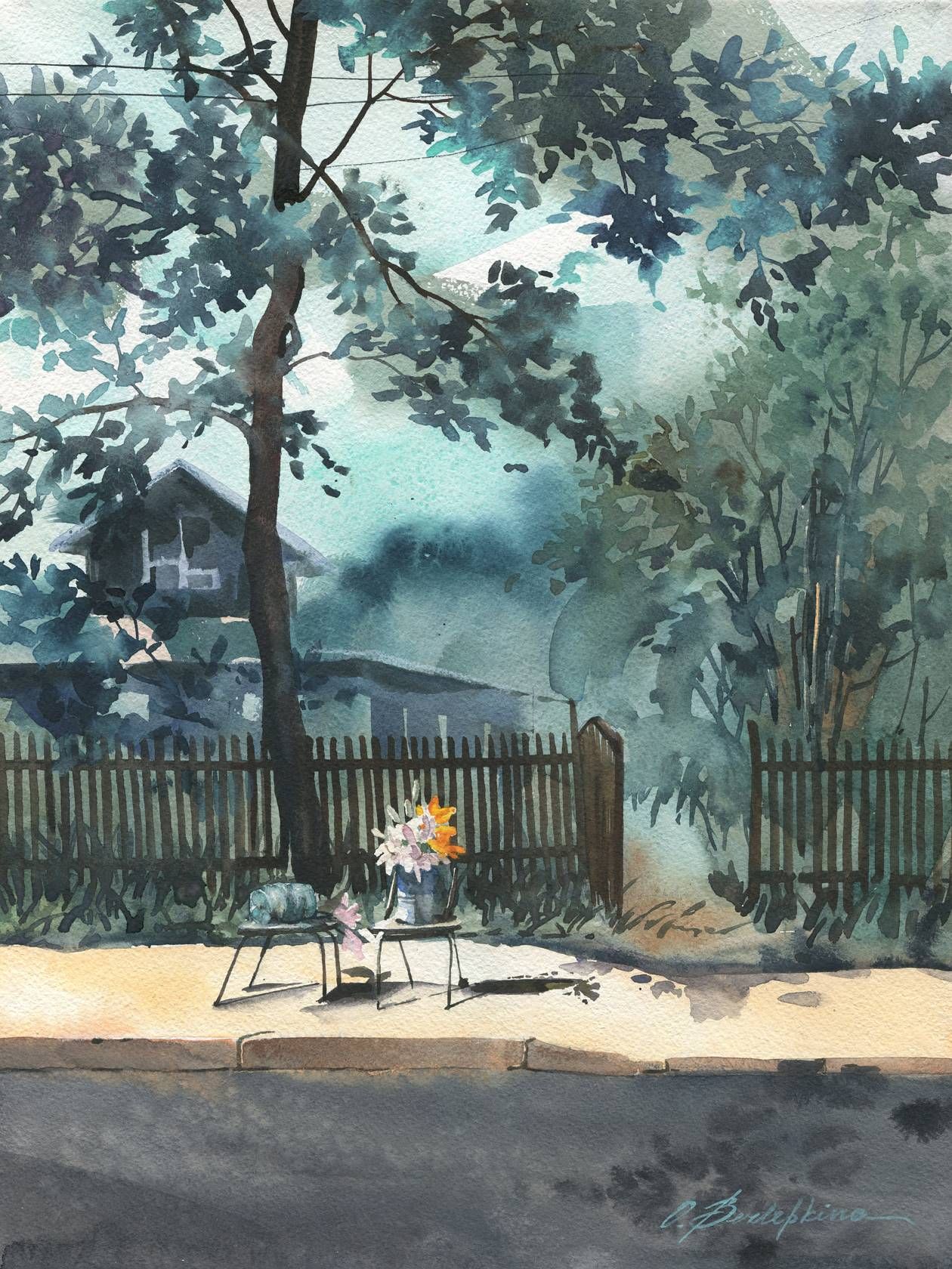 Ольга Безлепкина (Авторская графика - 
                  30 x 40 см) Лилии