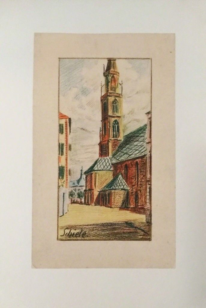 Эгон Шиле (Графика печатная - 
                  23 x 34 см) Церковь Бознен