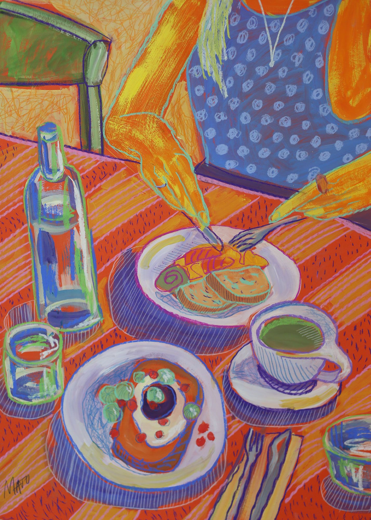 Александра Мато (Авторская графика - 
                  50 x 70 см) Завтрак с подругами