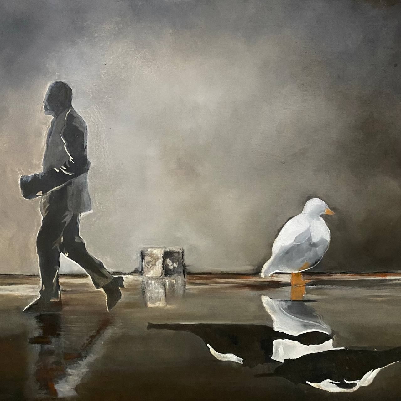 Елена Троянская (Картина, живопись - 
                  70 x 70 см) Человек и птица