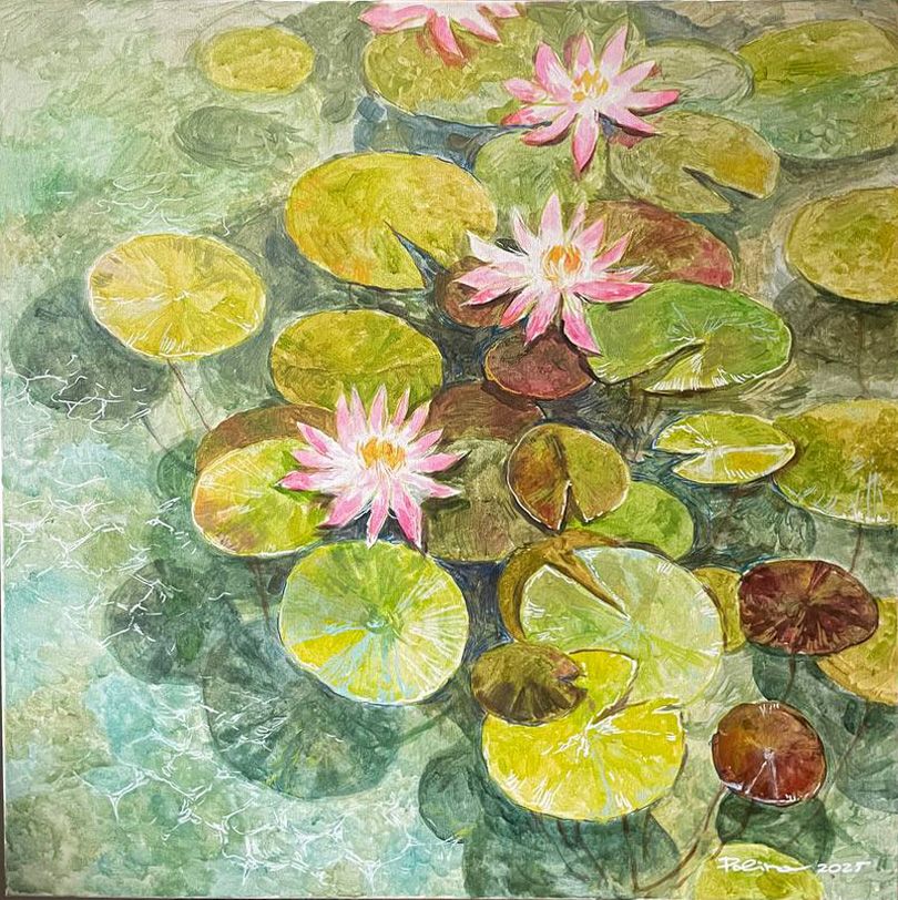 Полина Ратуш (Картина, живопись - 
                  80 x 80 см) Розовые кувшинки