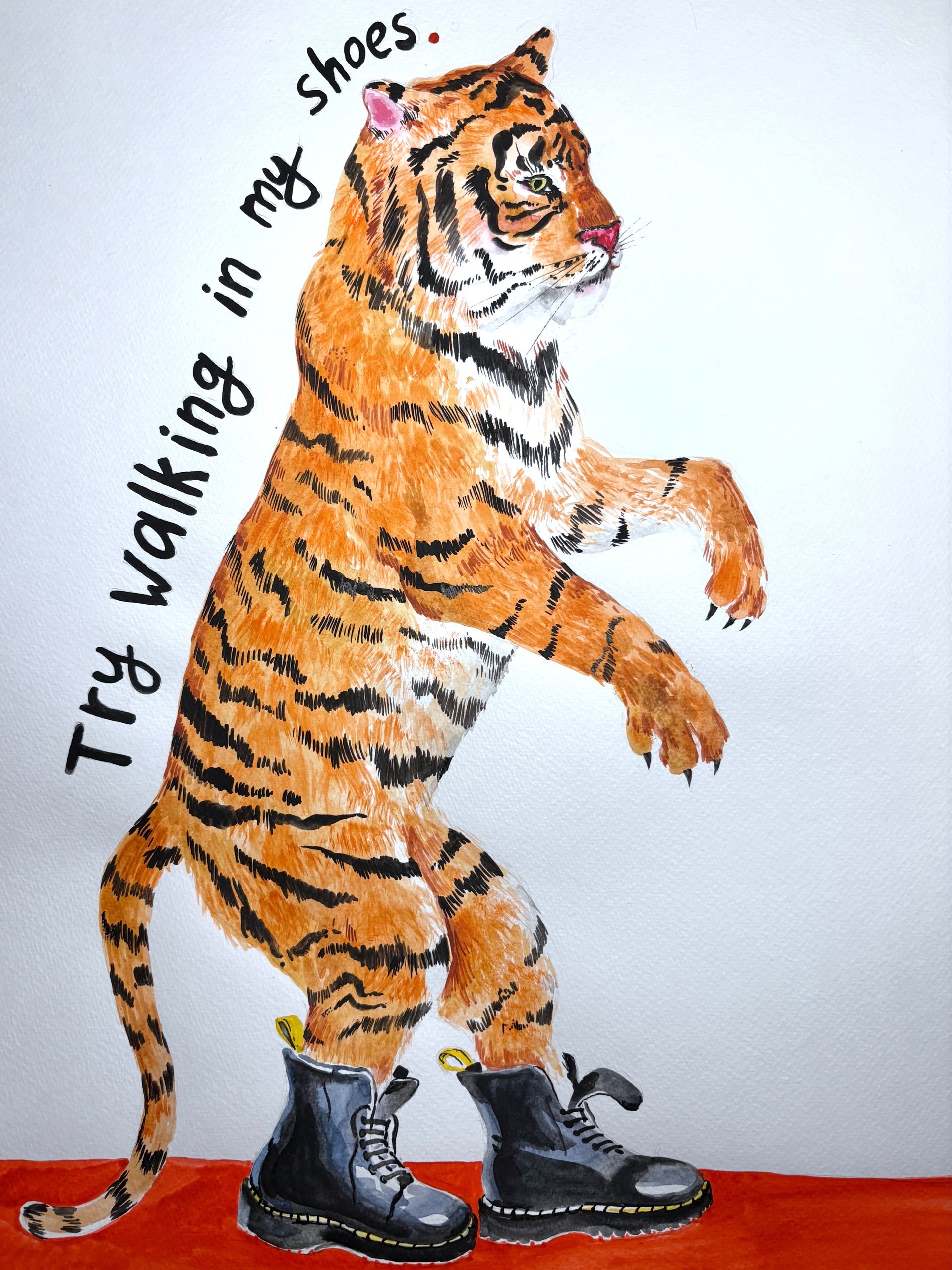 Мария Черепанова (Авторская графика - 
                  29.7 x 42 см) Попробуй погулять в моих ботинках