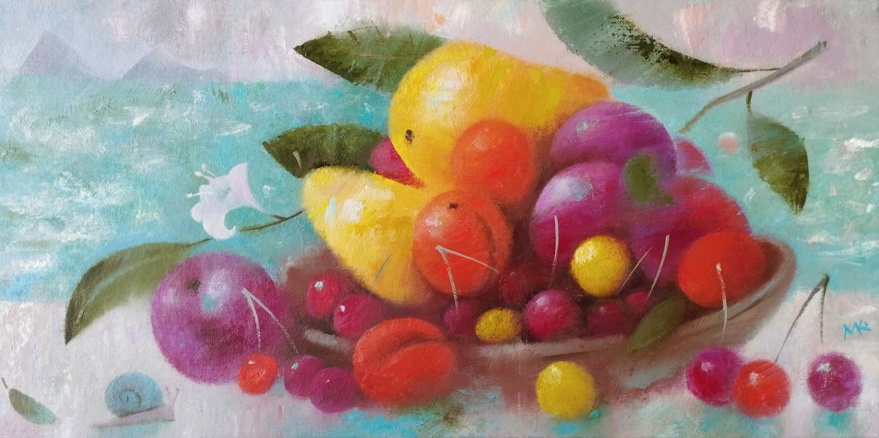 Мария Князева (Картина, живопись - 
                  50 x 25 см) Дождь на море