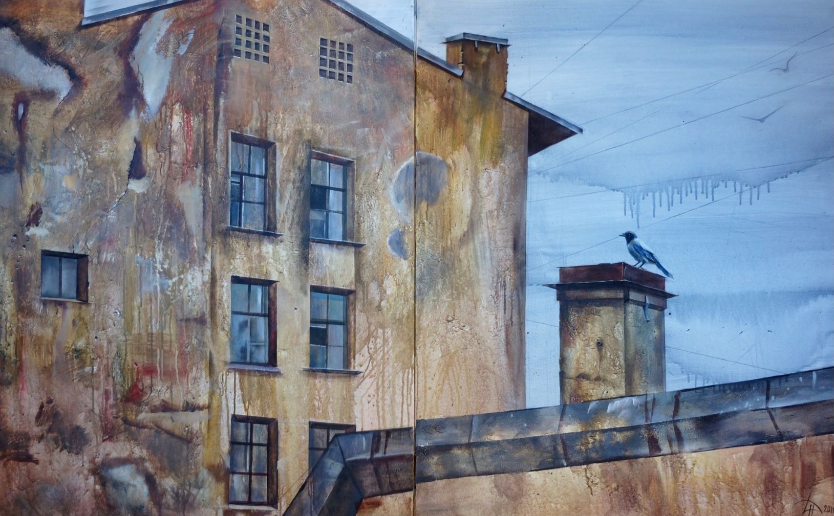 Динара Хёртнагль (Картина, живопись - 
                  160 x 100 см) Ворона на трубе