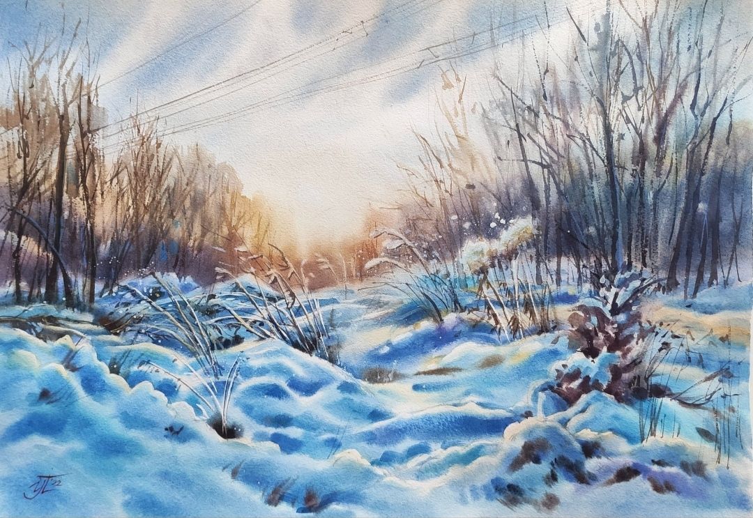 Ирина Пронина (Авторская графика - 
                  56 x 38 см) Во власти зимы