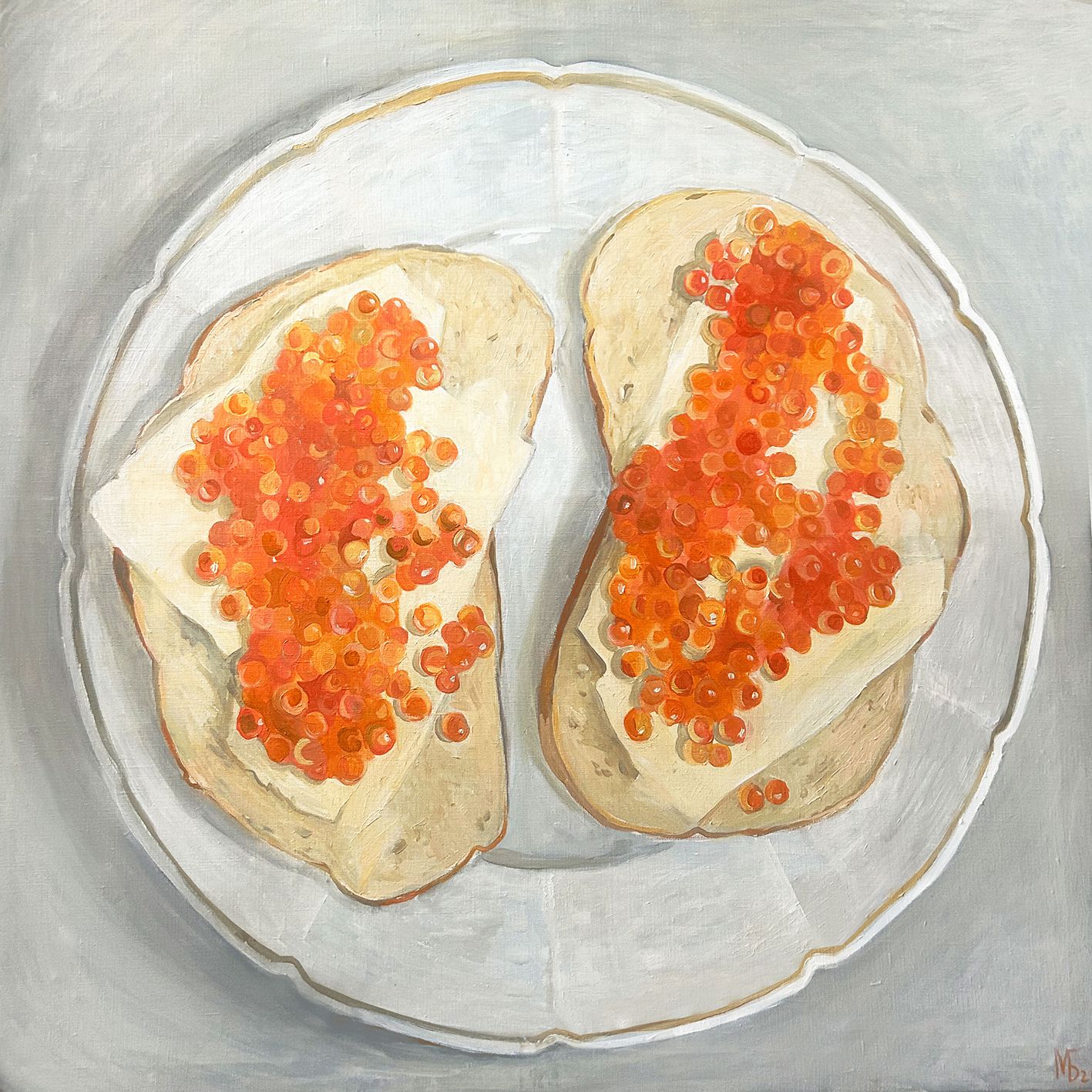 Мария Буртова (Картина, живопись - 
                  100 x 100 см) Праздничный ужин