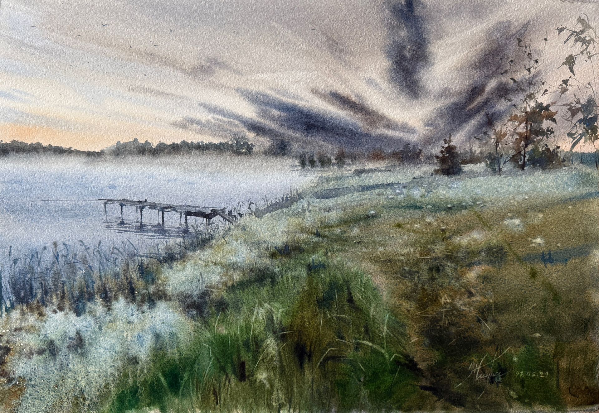 Жанна Губина (Авторская графика - 
                  56 x 36 см) Утро