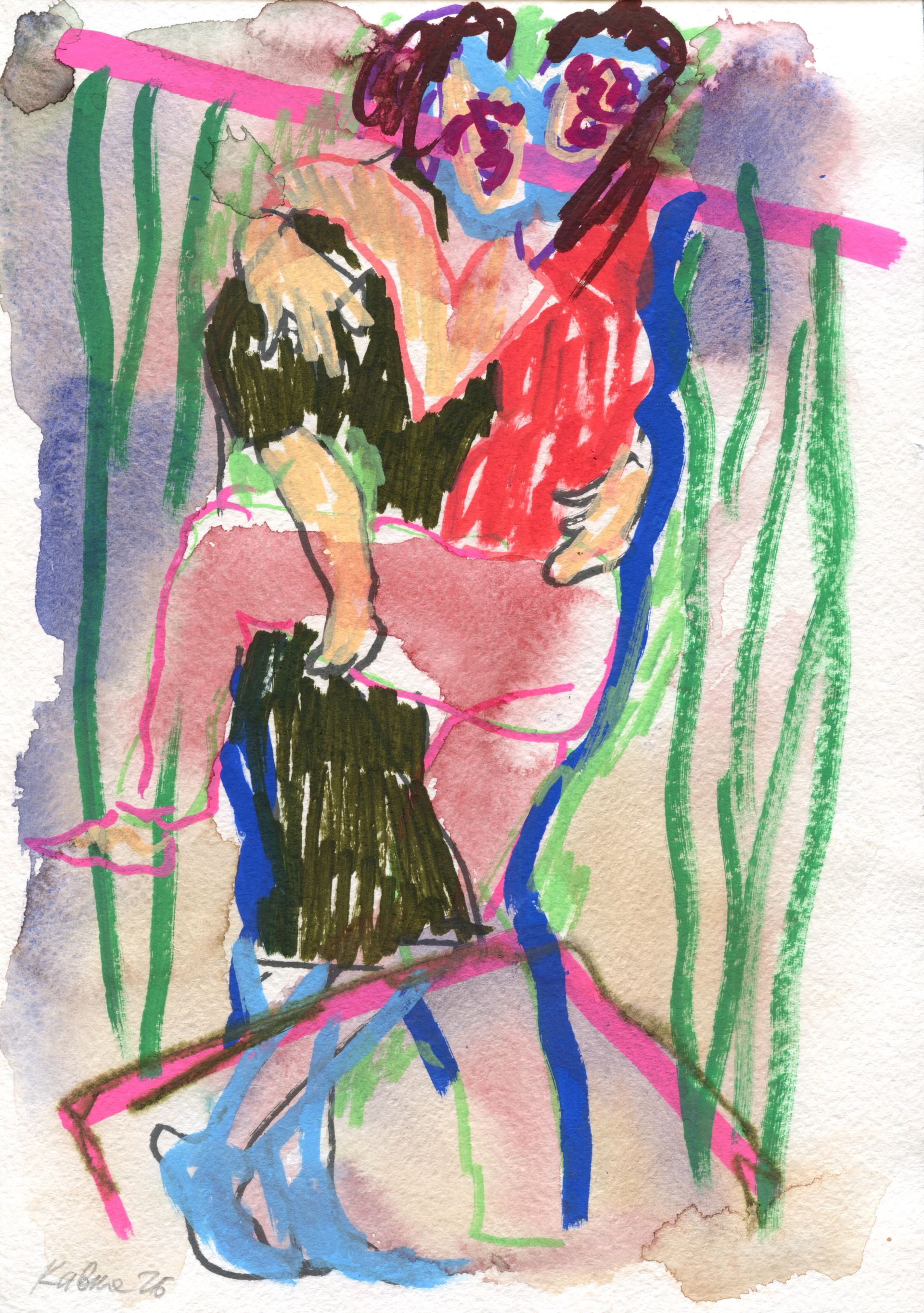 Дмитрий Кавка (Авторская графика - 
                  21 x 30 см) Две девушки