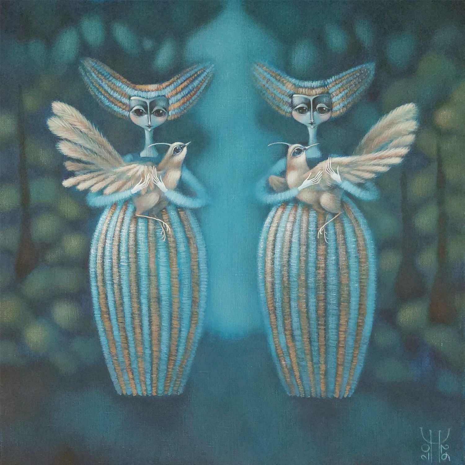 Наталья Чайковская (Картина, живопись - 
                  50 x 50 см) Слышать твое сердце