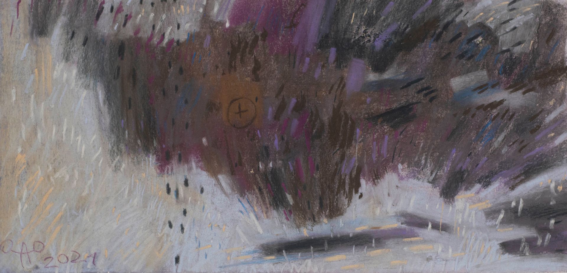 Олег Агафонов (Авторская графика - 
                  25 x 51.5 см) Рухнувшие небеса 2021