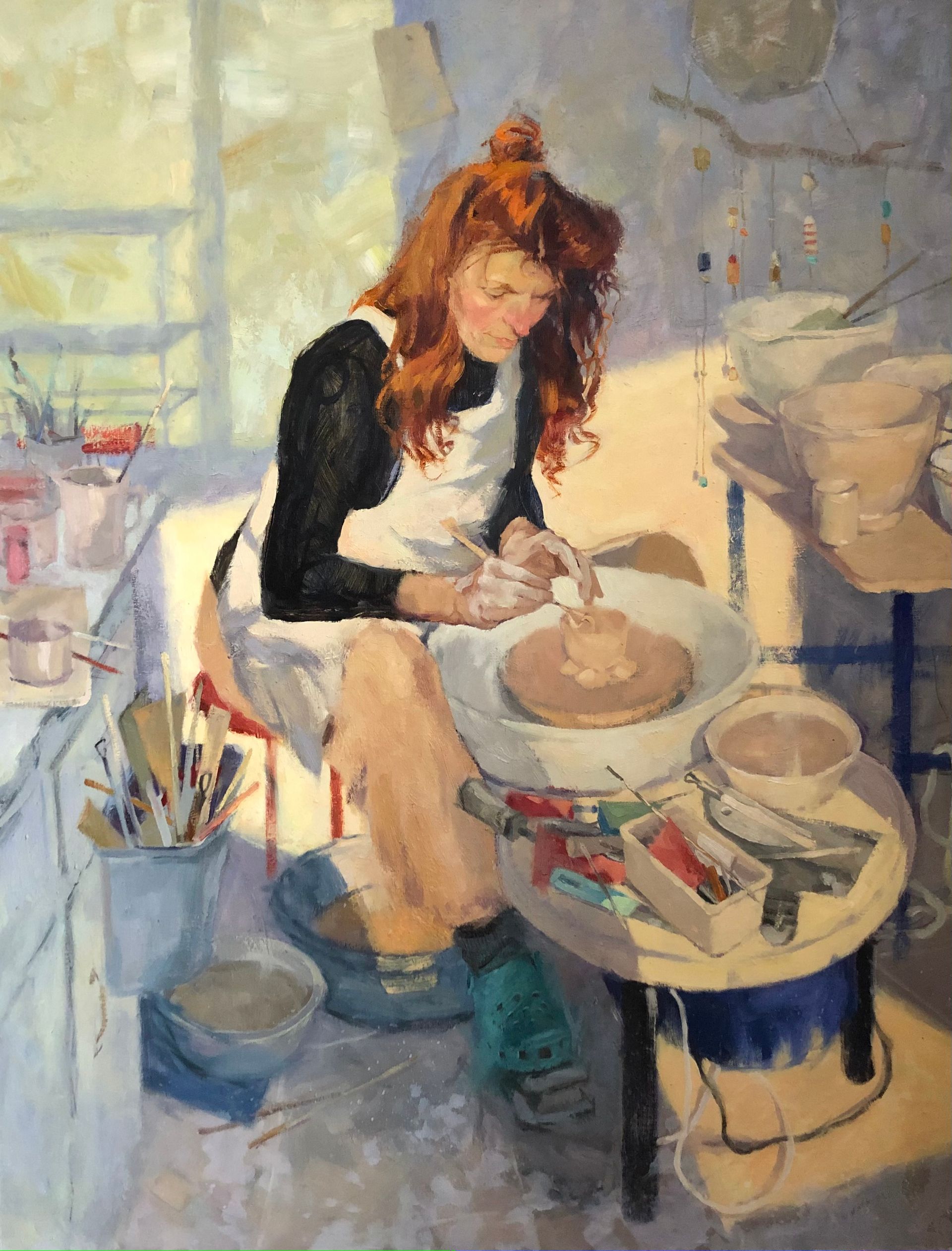 Надежда Болдина (Картина, живопись - 
                  105 x 135 см) Портрет керамистки