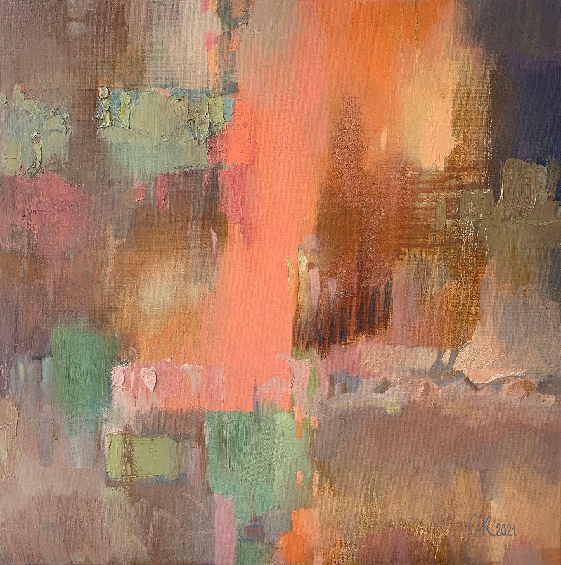 Ольга Кожевникова (Картина, живопись - 
                  60 x 60 см) Оранжево-синее