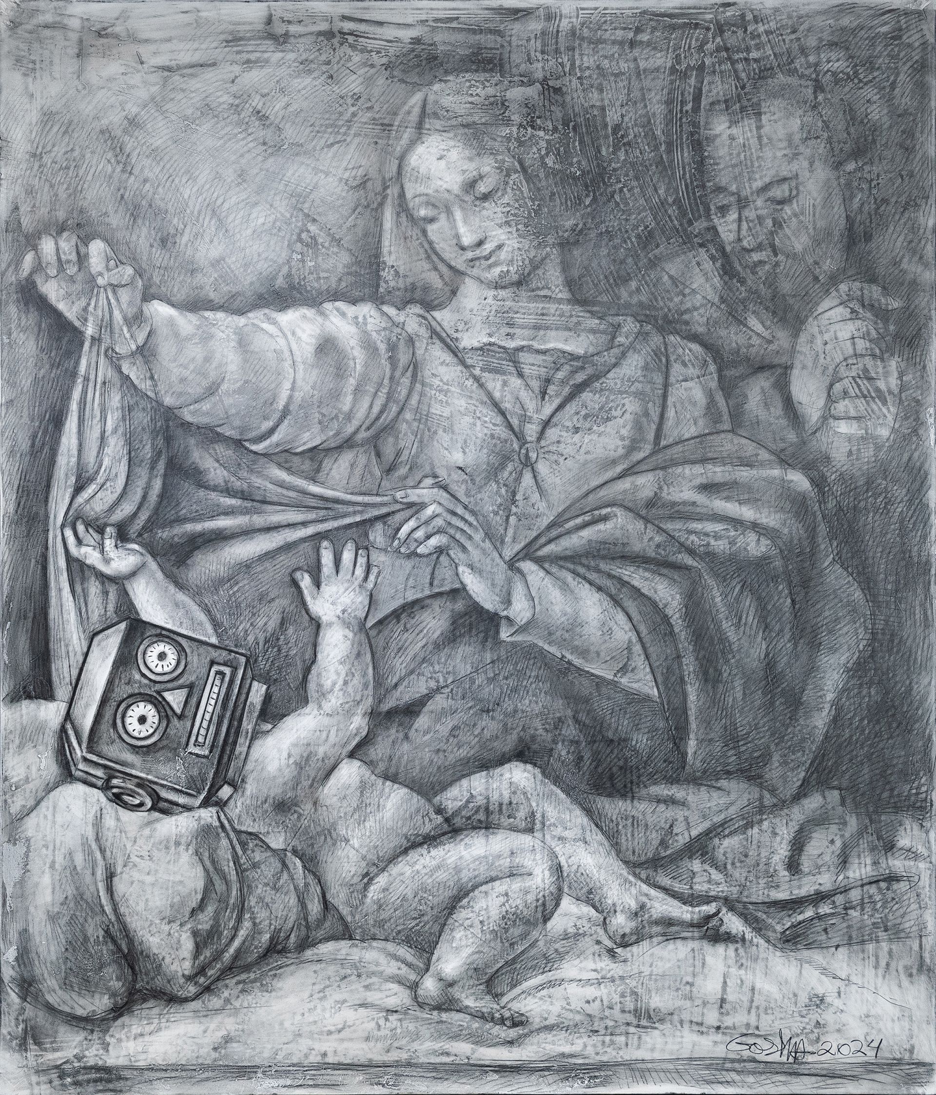 Гоша Острецов (Картина, живопись - 
                  120 x 140 см) Рождение ИИ