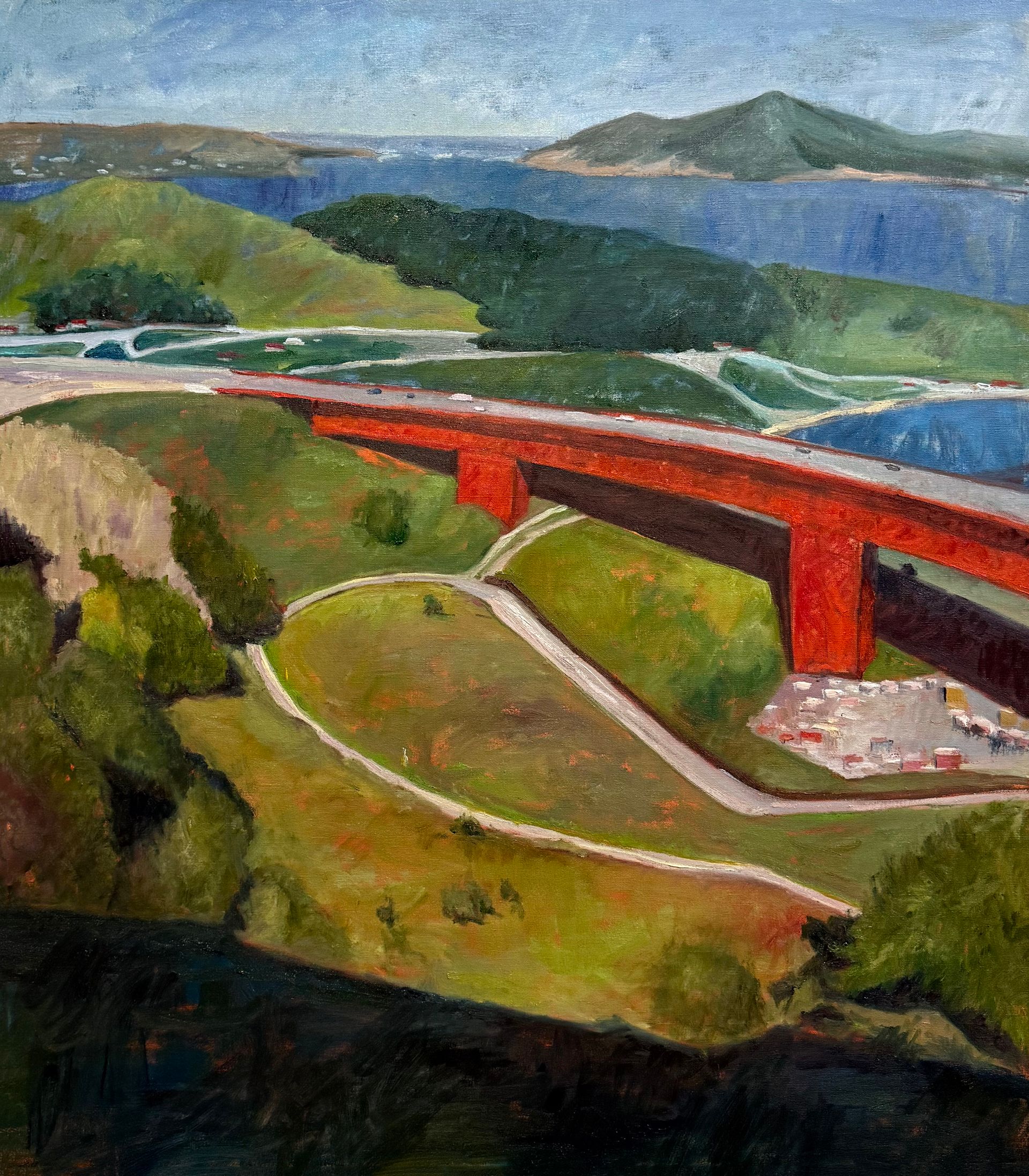 Ольга Селезнева (Картина, живопись - 
                  77 x 88 см) Красный мост