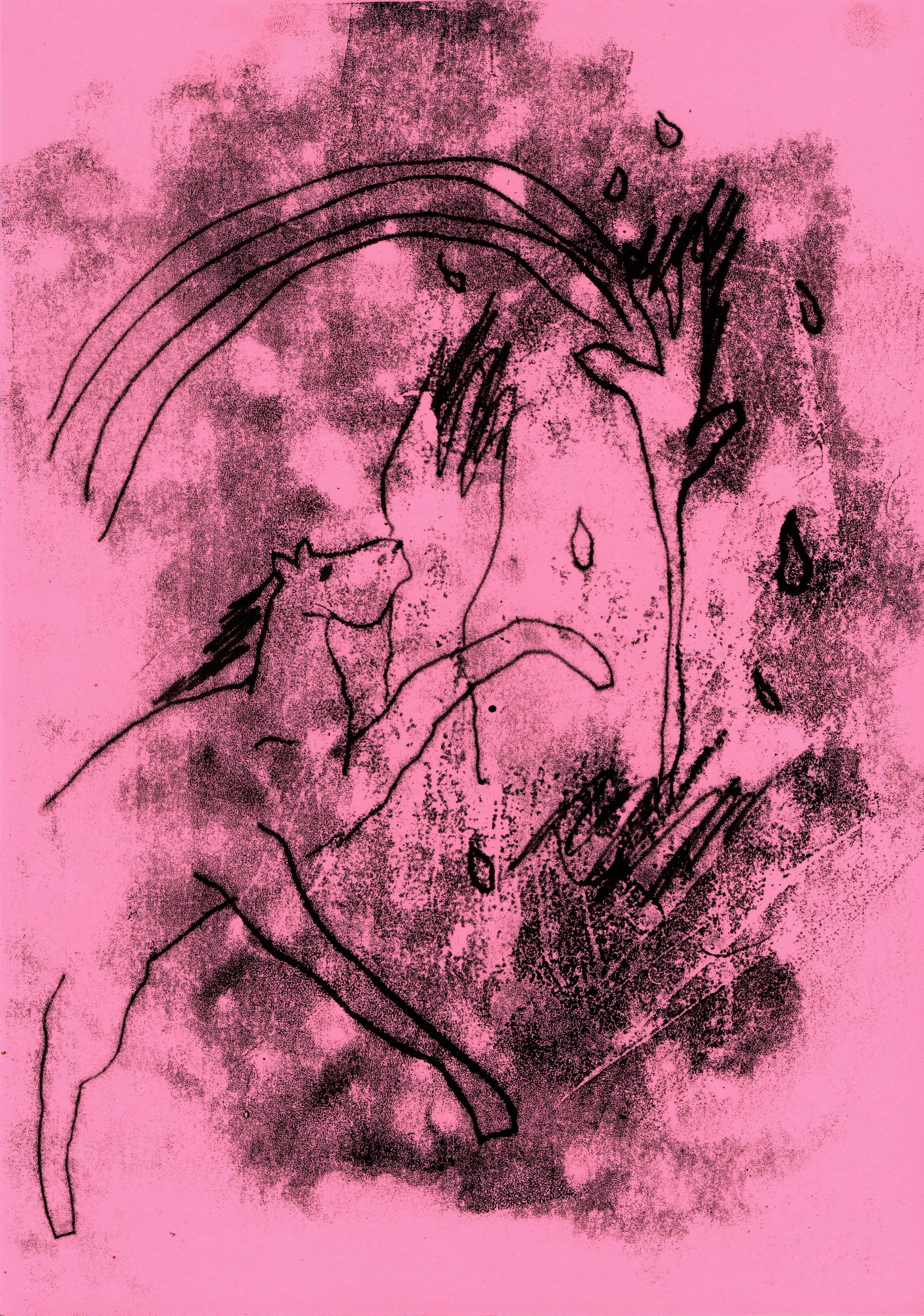 Анна Диал (Графика печатная - 
                  21 x 29.7 см) Дождь в лесу