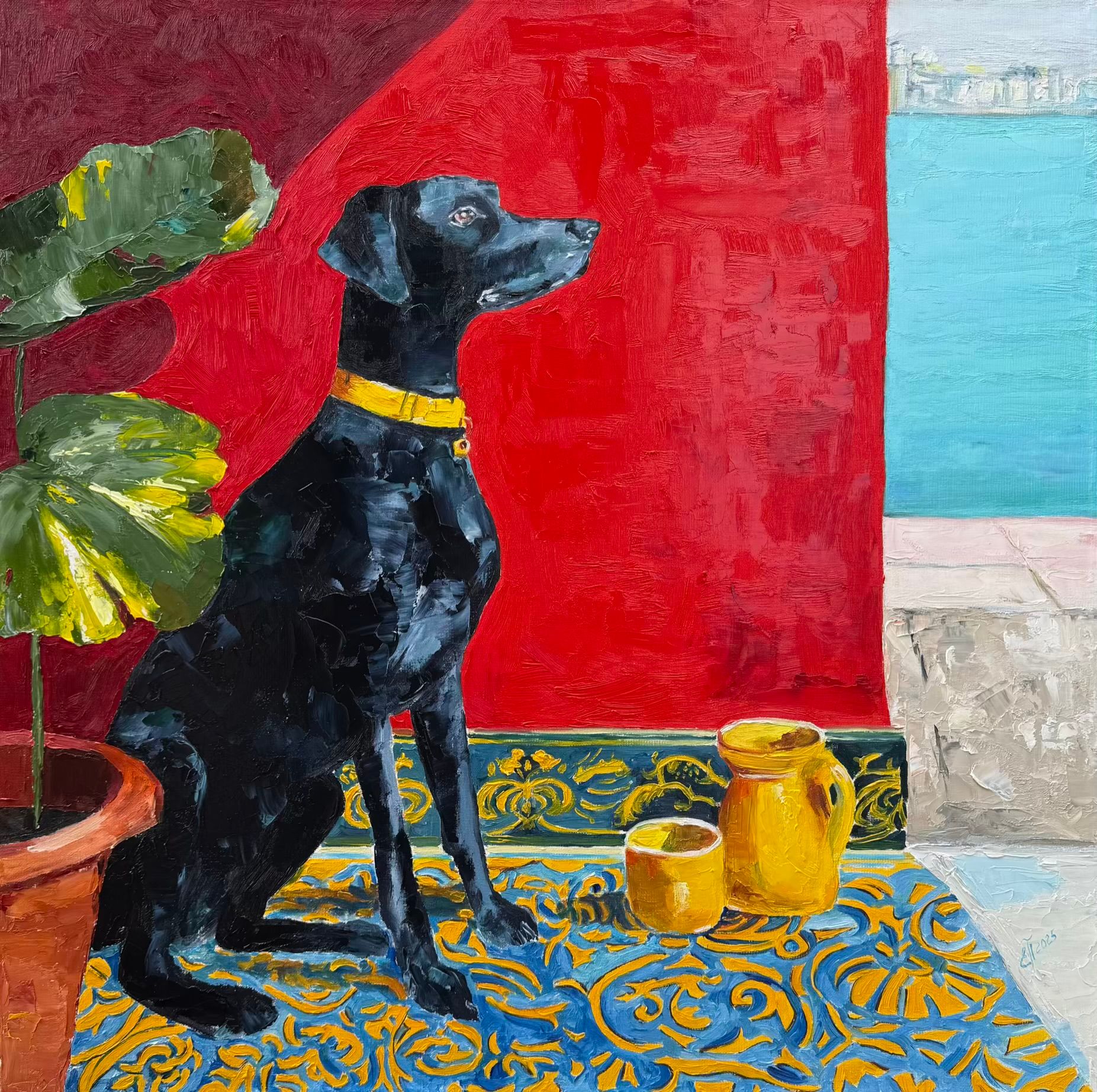Елена Полищук (Картина, живопись - 
                  70 x 70 см) DOG