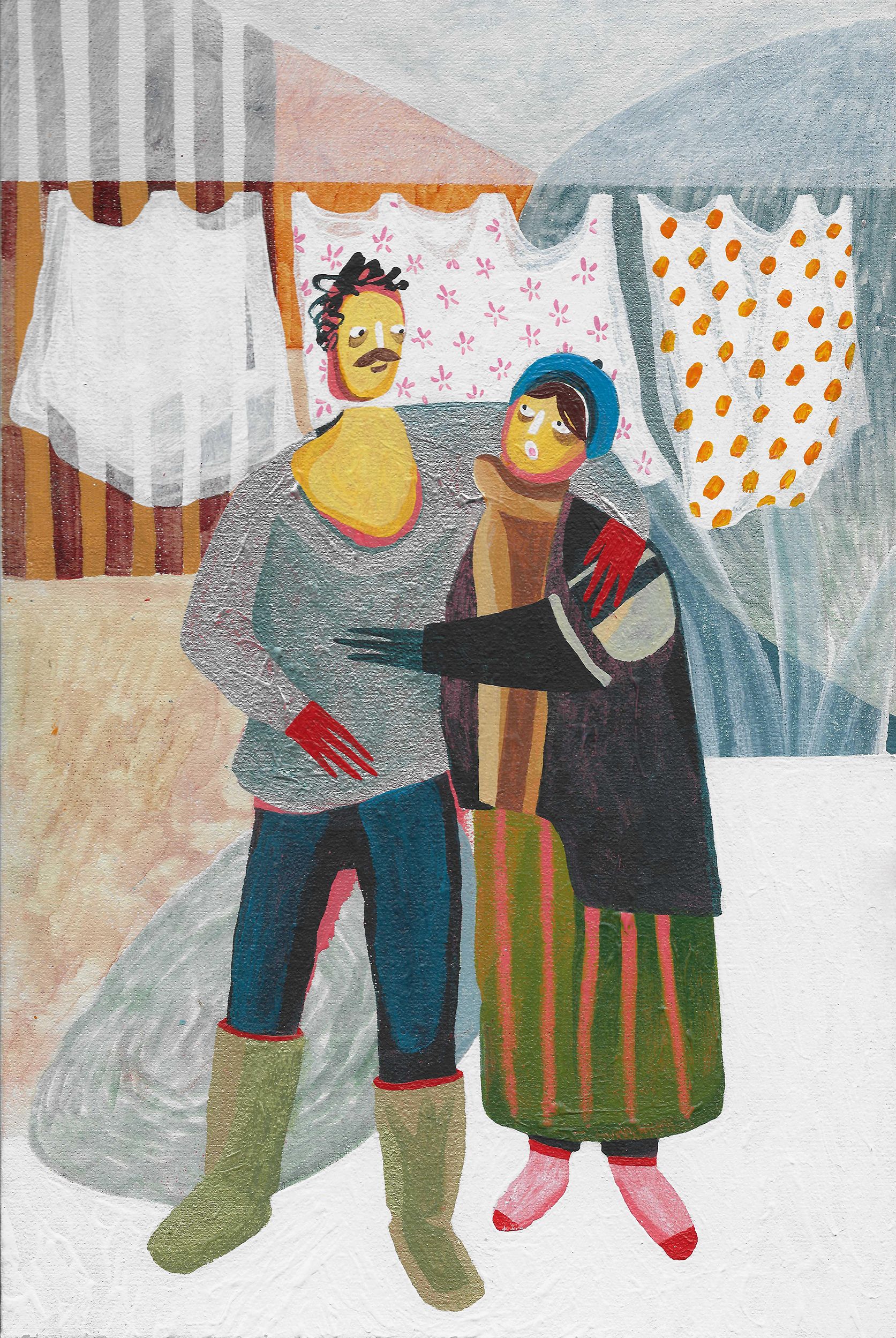 Лена Романовская (Картина, живопись - 
                  20 x 30 см) Любовь сквозь самогон