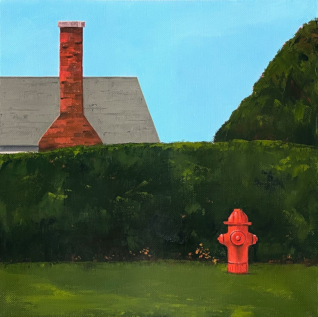 Нина Долгополова (Картина, живопись - 
                  40 x 40 см) Fire hydrant and chimney