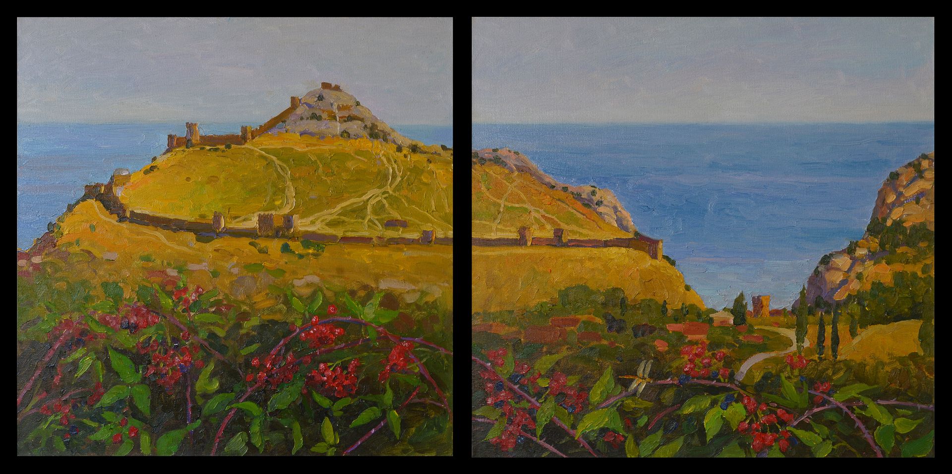 Анастасия Нестерова (Картина, живопись - 
                  120 x 60 см) Вид на Генуэзскую крепость. Судак (диптих)