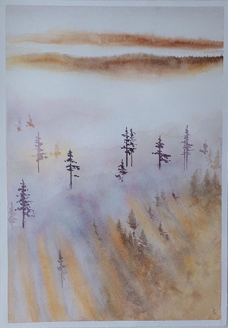 Оливия Лем (Авторская графика - 
                  35 x 50 см) Солнечно. Туманно