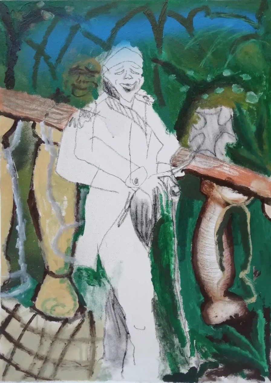 Zean Zack (Картина, живопись - 
                  50 x 70 см) Человек, который стоял тут, там, да и в общем-то везде
